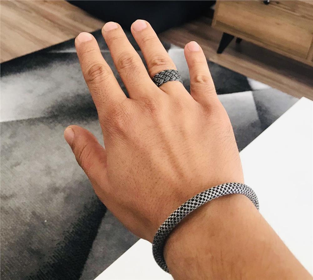 İkili Oksitli Gümüş Bileklik&Yüzük Set