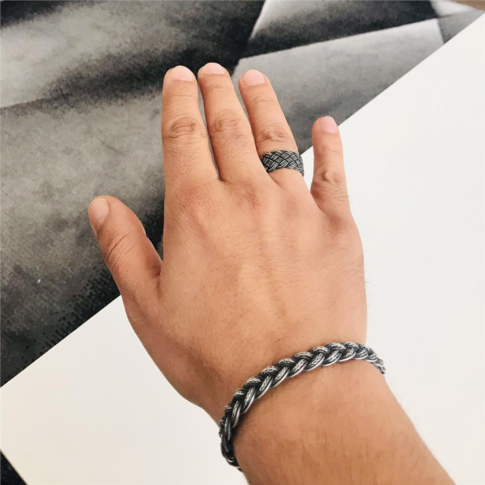 İkili Oksitli Gümüş Bileklik&Yüzük Set