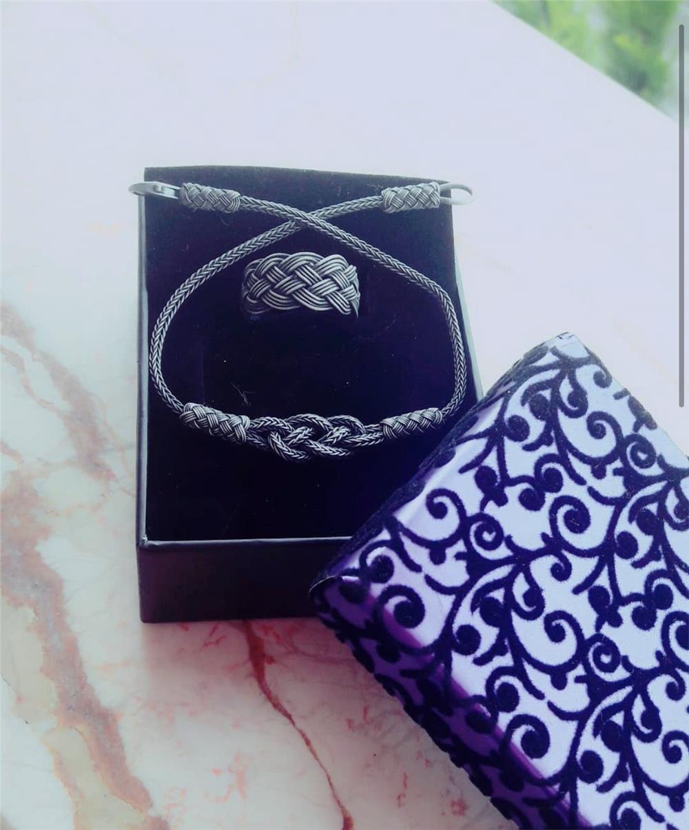 İkili Oksitli Gümüş Bileklik&Yüzük Set