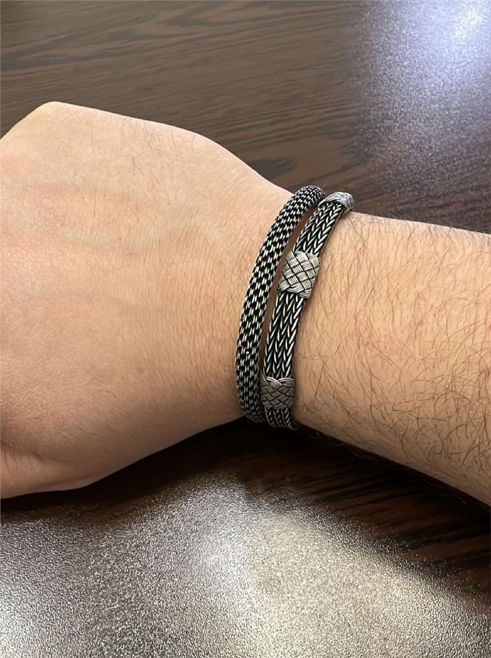 İkili Oksitli Gümüş Bileklil Set 