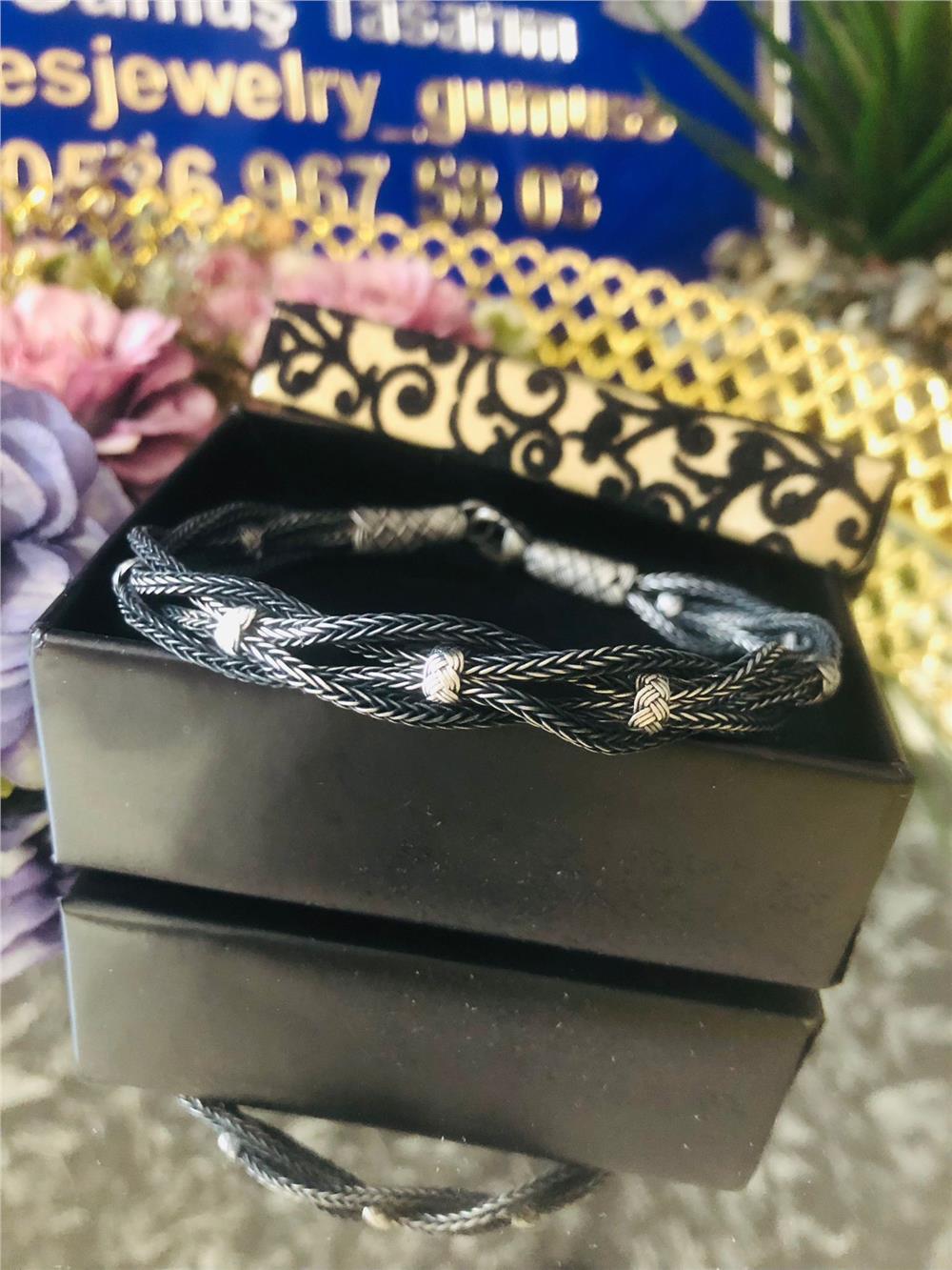 Oksitli Bıcırık Zincir Örgü Model Kazaziye Gümüş Bileklik