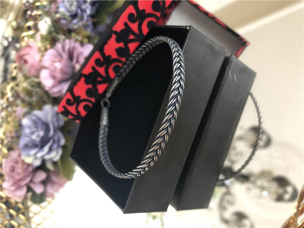 Oksitli İkili Sırt Örgü Model Kazaziye Gümüş Bileklik