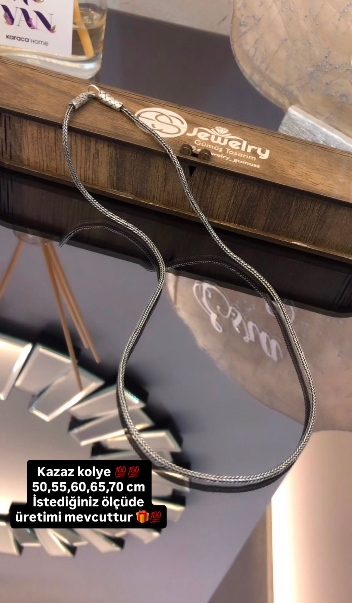 Oksitli Kazaz Zincir Gümüş Kolye