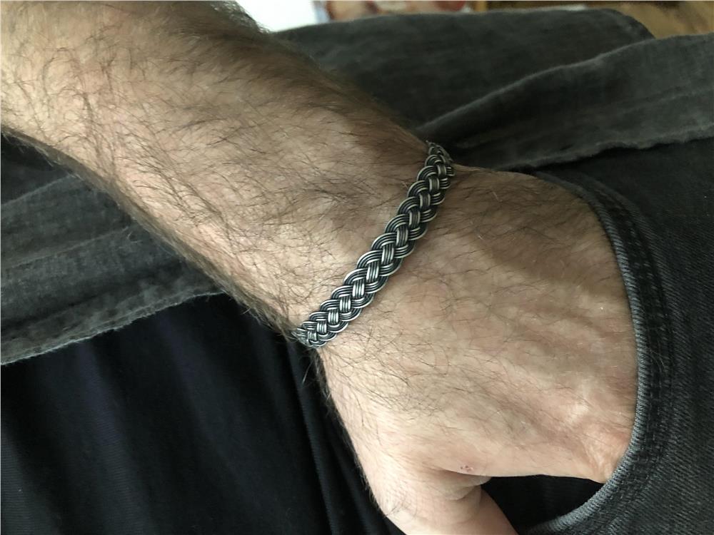 Oksitli Örgü Model Kazaziye Gümüş Bileklik