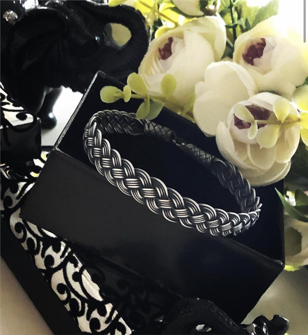 Oksitli Örgü Model Kazaziye Gümüş Bileklik