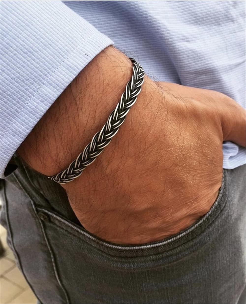 Oksitli Sırt Örgü Model Kazaziye Gümüş Bileklik