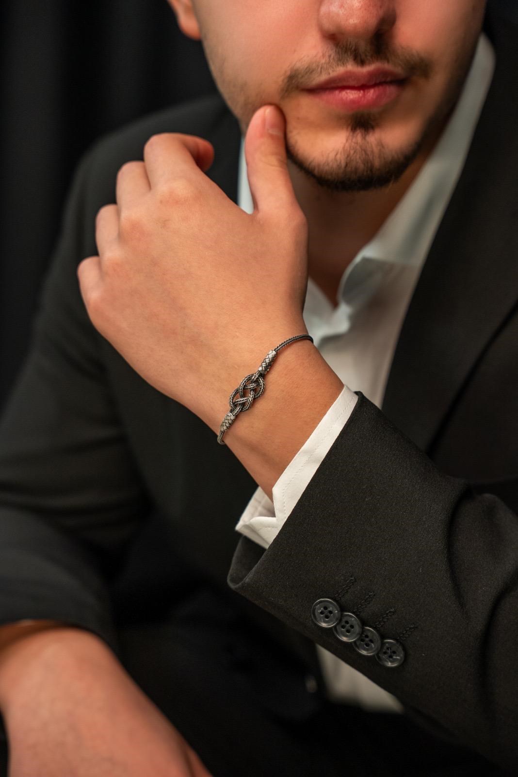 Oksitli Sonsuzluk Model Gümüş Erkek Bileklik