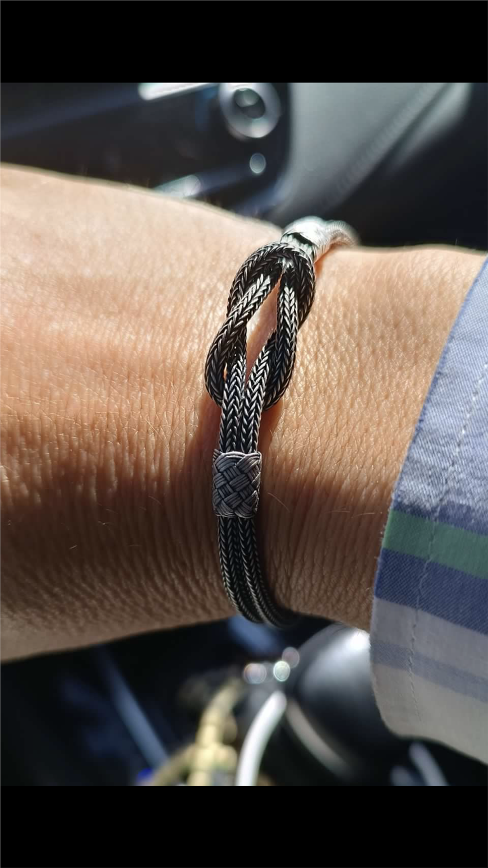 Oskitli Kalın Gemici Düğüm Model Kazaziye Gümüş Bileklik