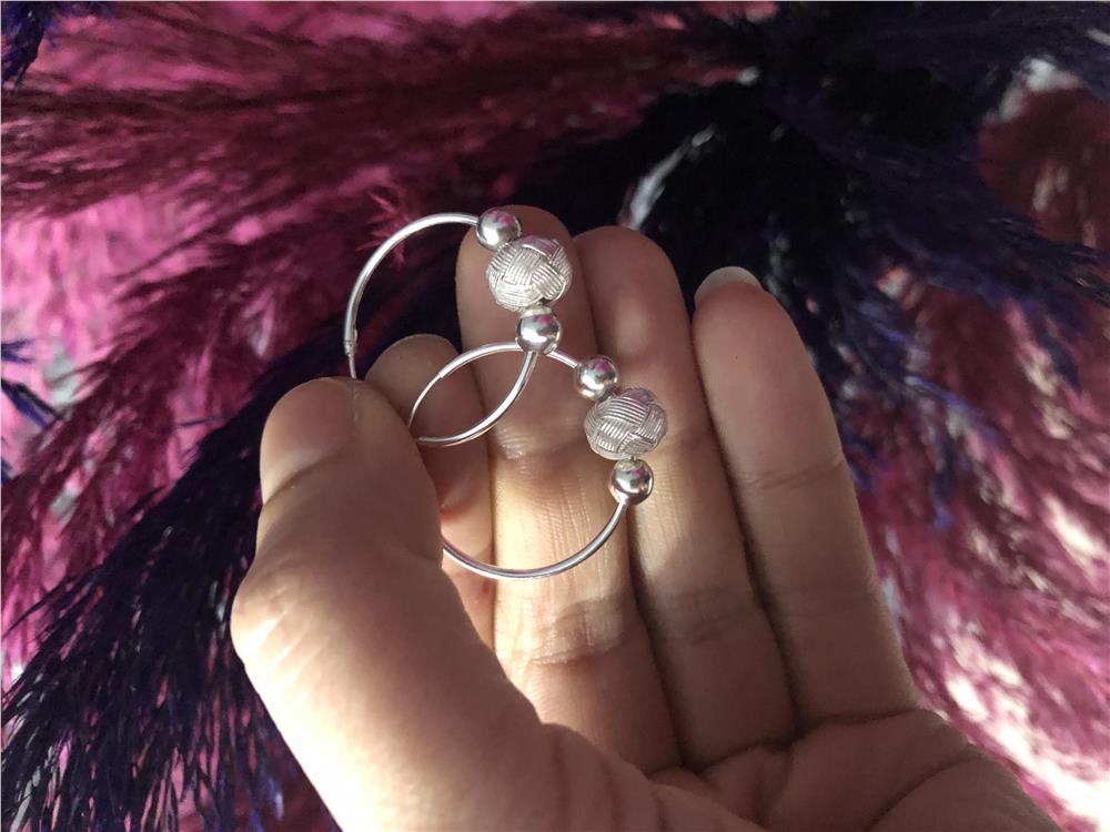 Top İşlemeli Kazaziye Gümüş Küpe