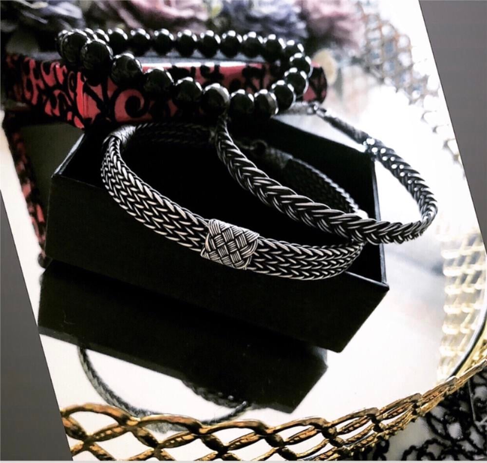 Üçlü Doğal Akik Taş&Oksitli Gümüş Bileklik Set