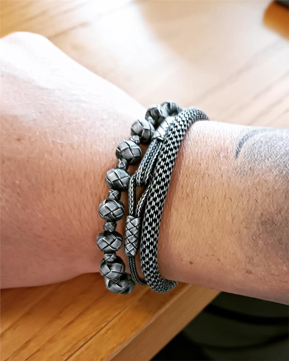 Üçlü Oksitli Gümüş Bileklik Set