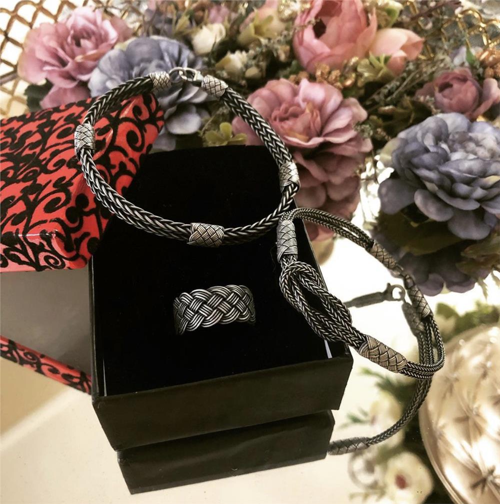 Üçlü Oksitli Gümüş Bileklik&Yüzük Set