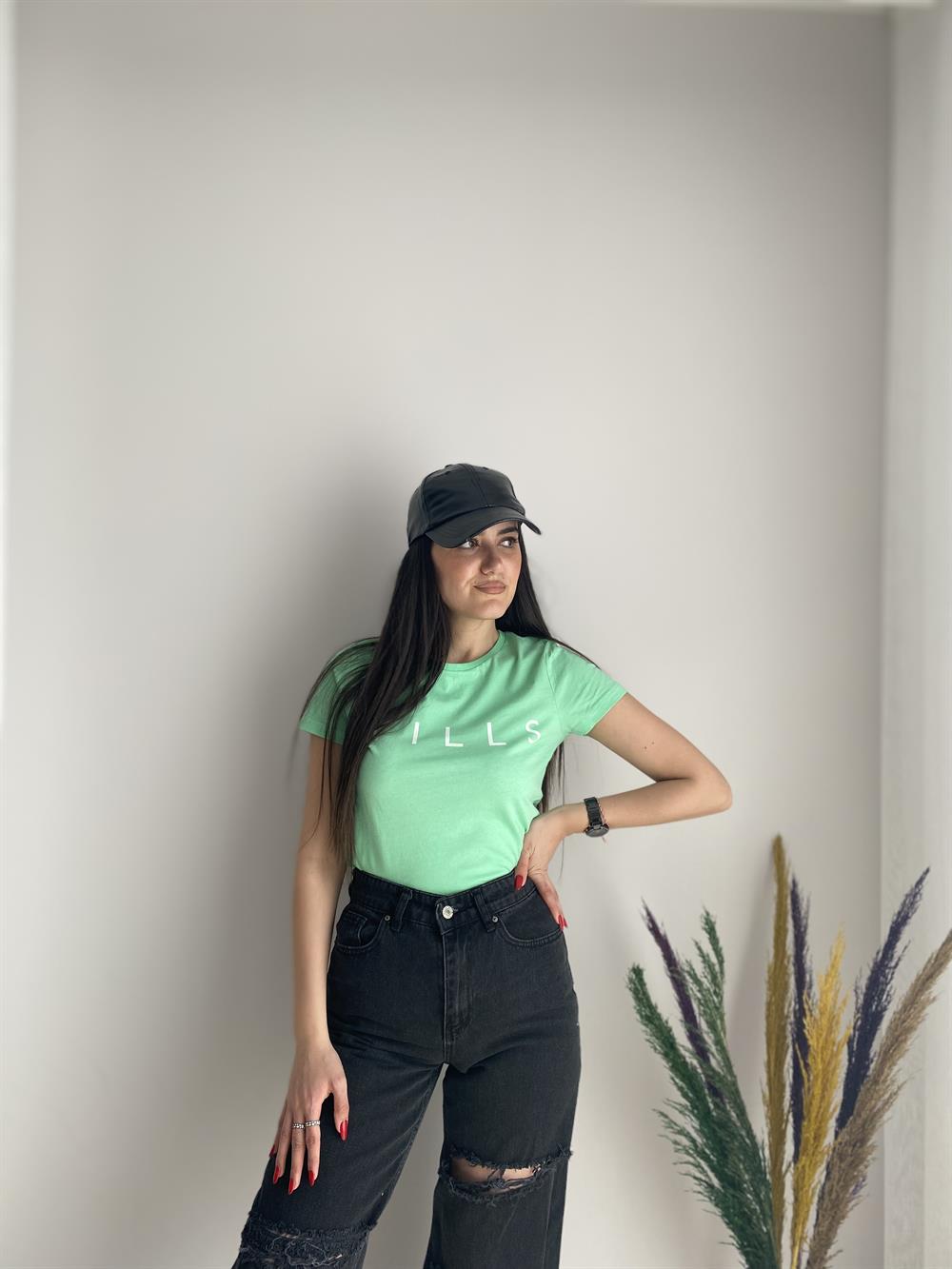 BİSİKLET YAKA BASKILI TSHIRT