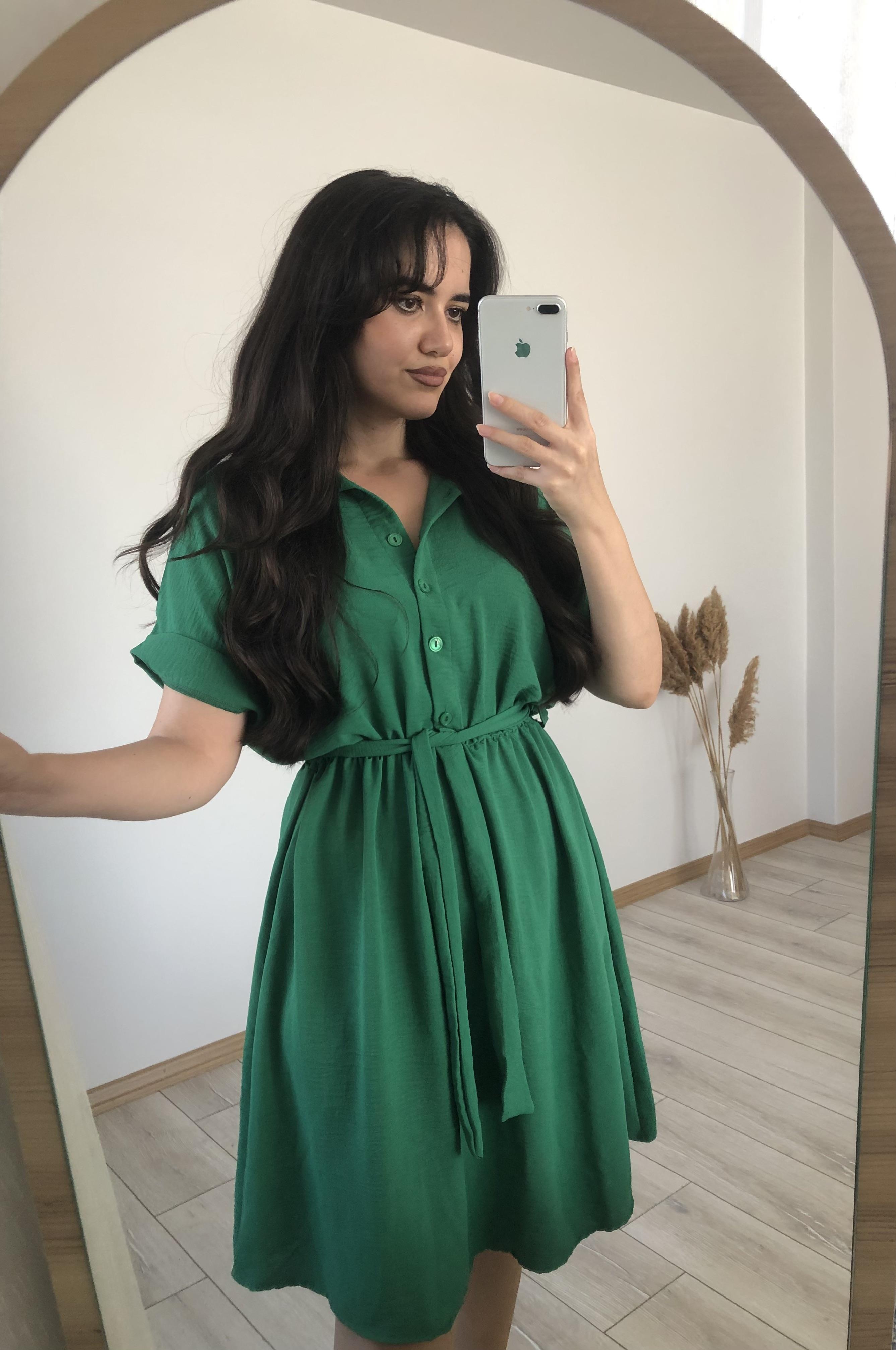 KISA KOLLU BELİ KUŞAKLI ELBİSE
