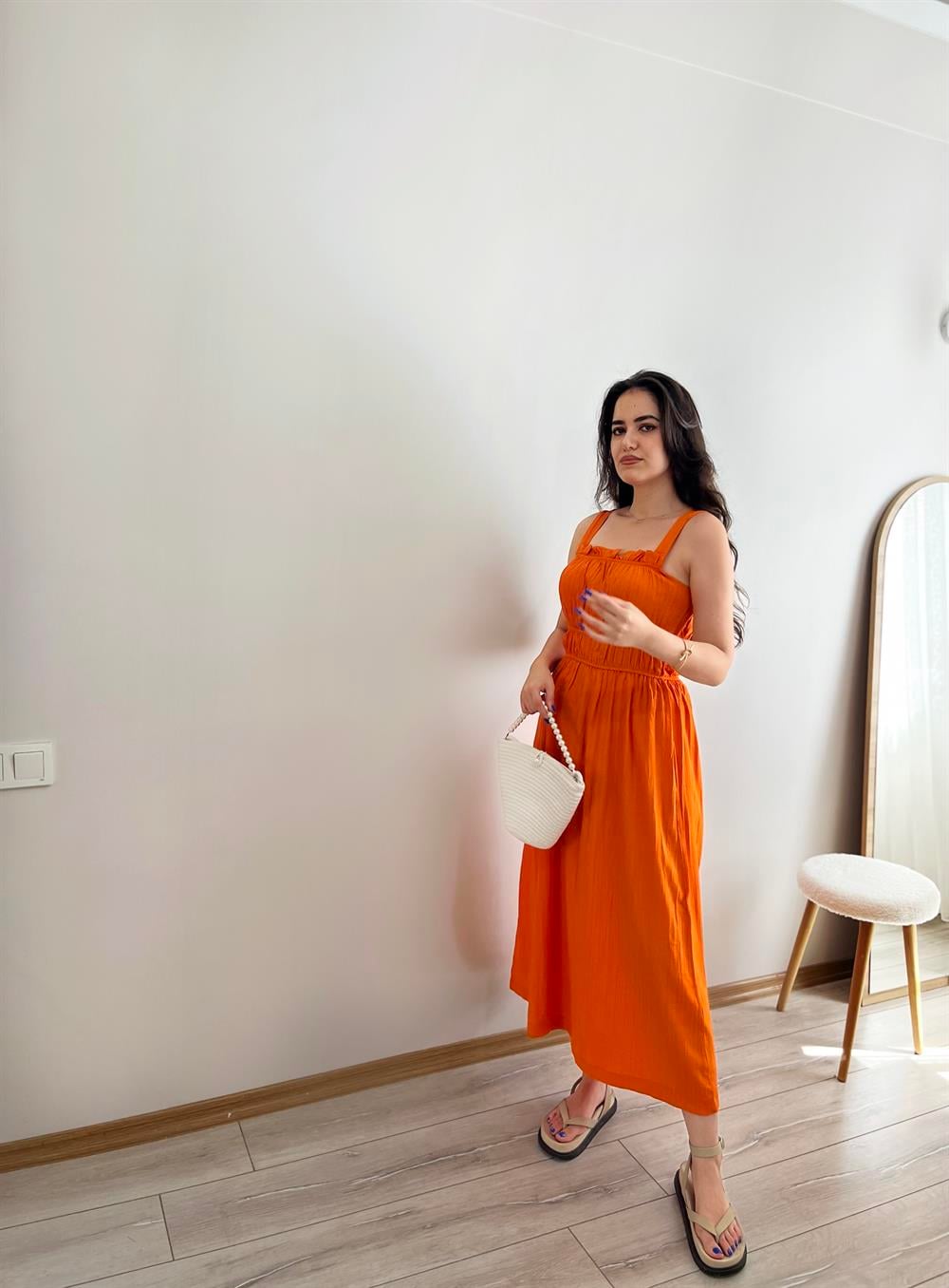 ZARA MODEL TURUNCU ELBİSE
