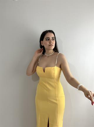 ZARA MODEL ASKILARI İNCİ KALEM ELBİSE