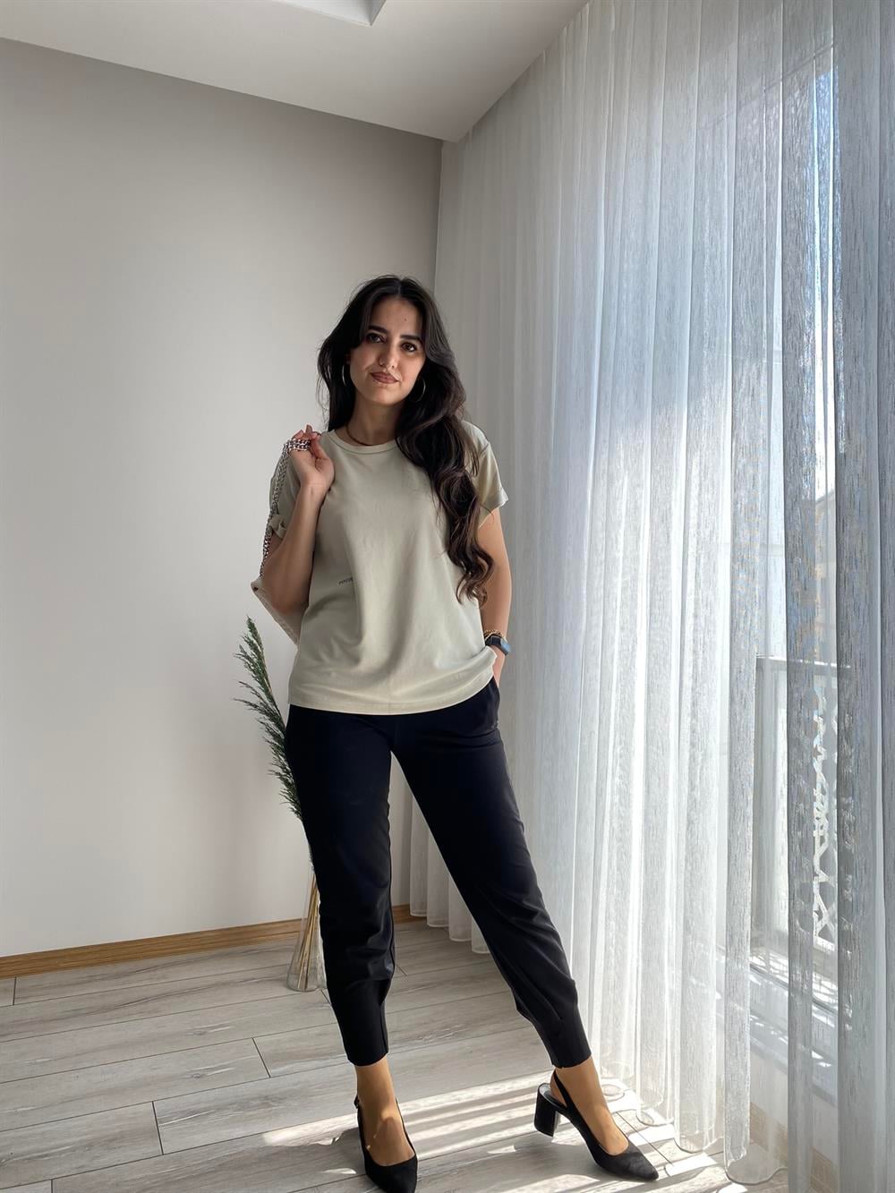OVERSİZE TAŞ RENGİ TSHIRT