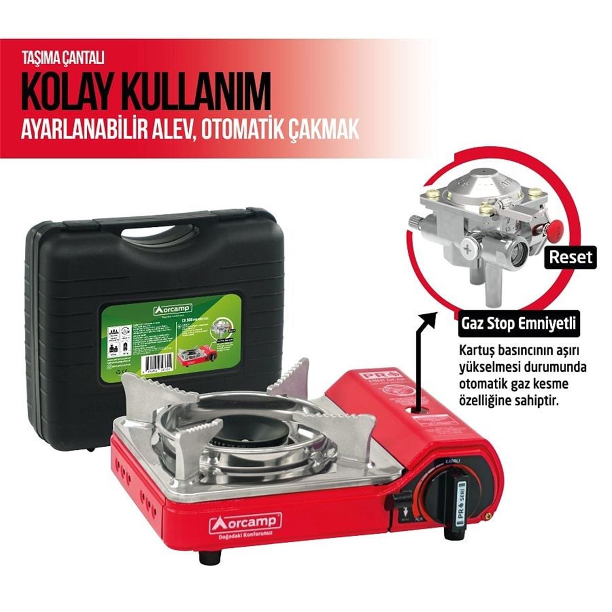 Orcamp Mini Çantalı Kamp Ocağı (Kırmızı)