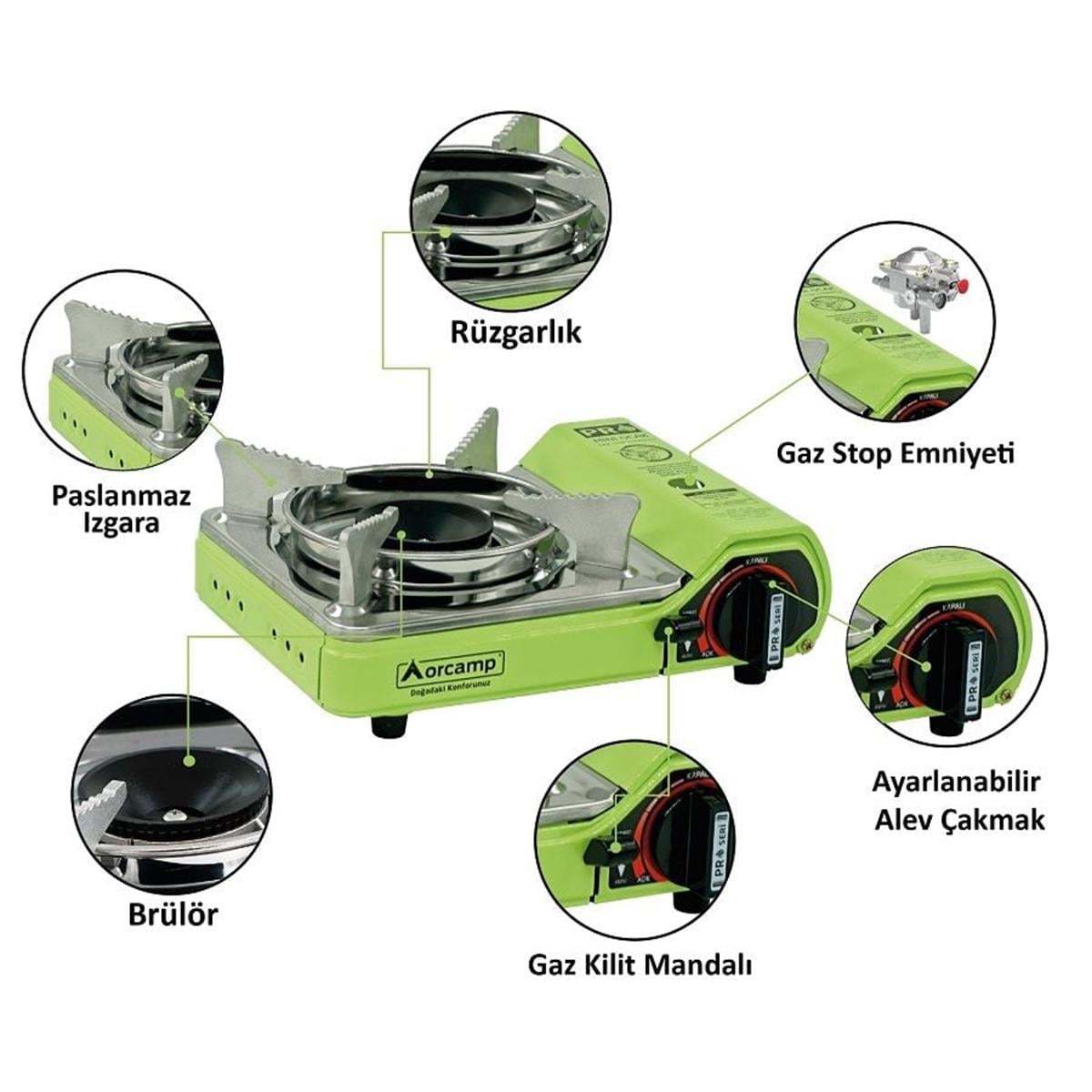 Orcamp Mini Çantalı Kamp Ocağı (Yeşil)