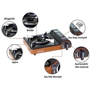 Tekli Portatif Kamp Ocak Gaz Stop Emniyetli Taba