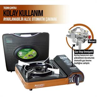 Tekli Portatif Kamp Ocak Gaz Stop Emniyetli Taba