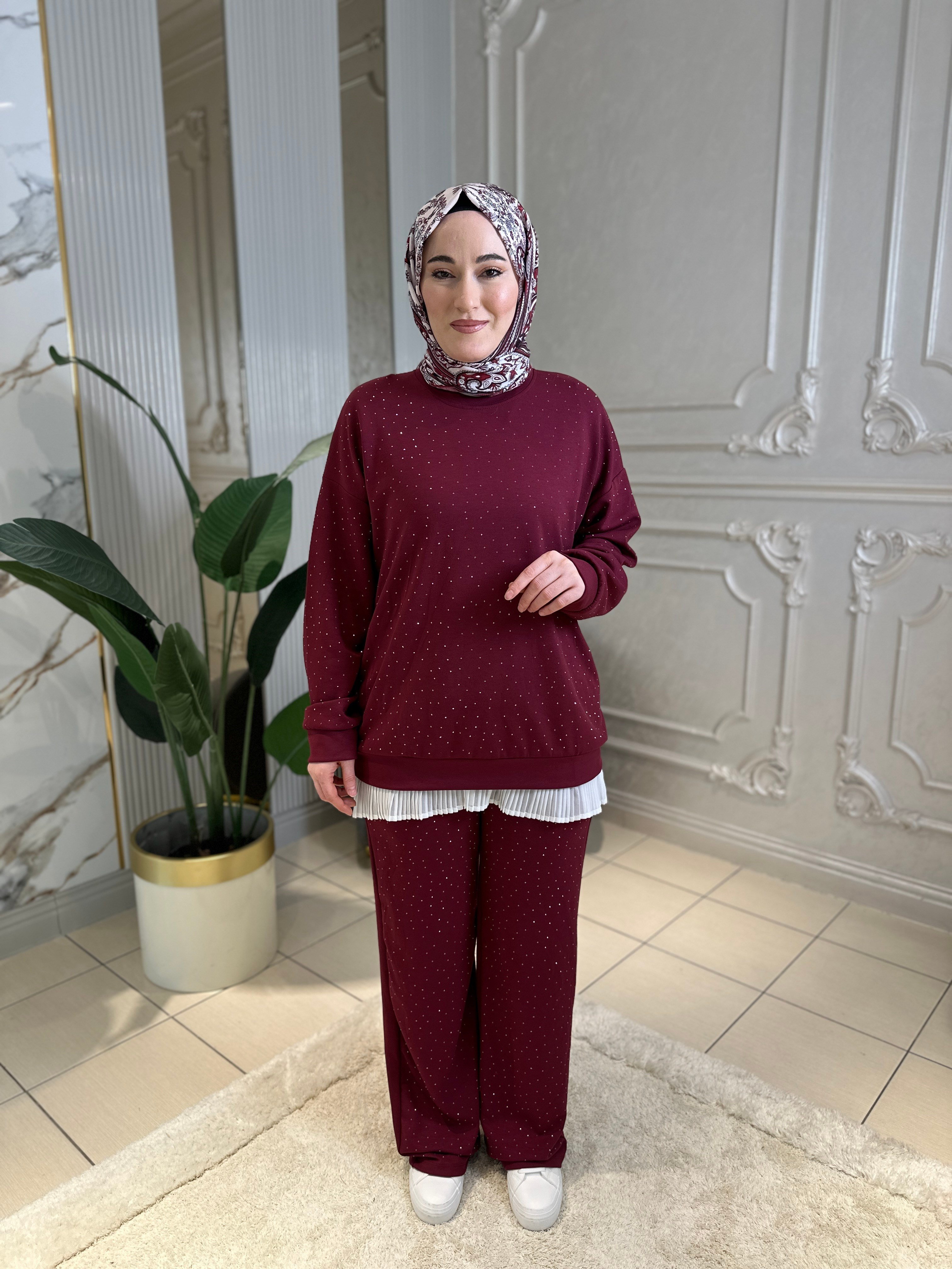 25001 Taşlı Pantolon Takım