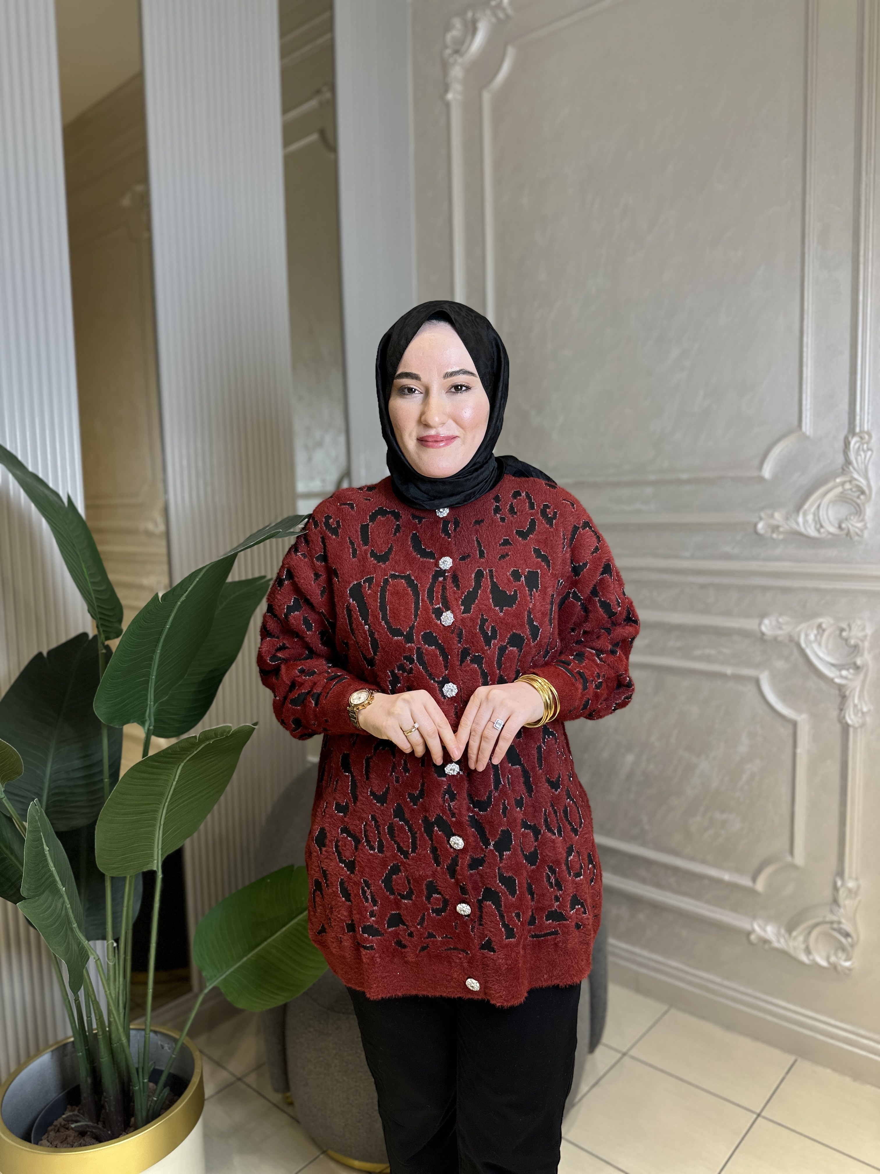 40925 Desenli Angora Hırka