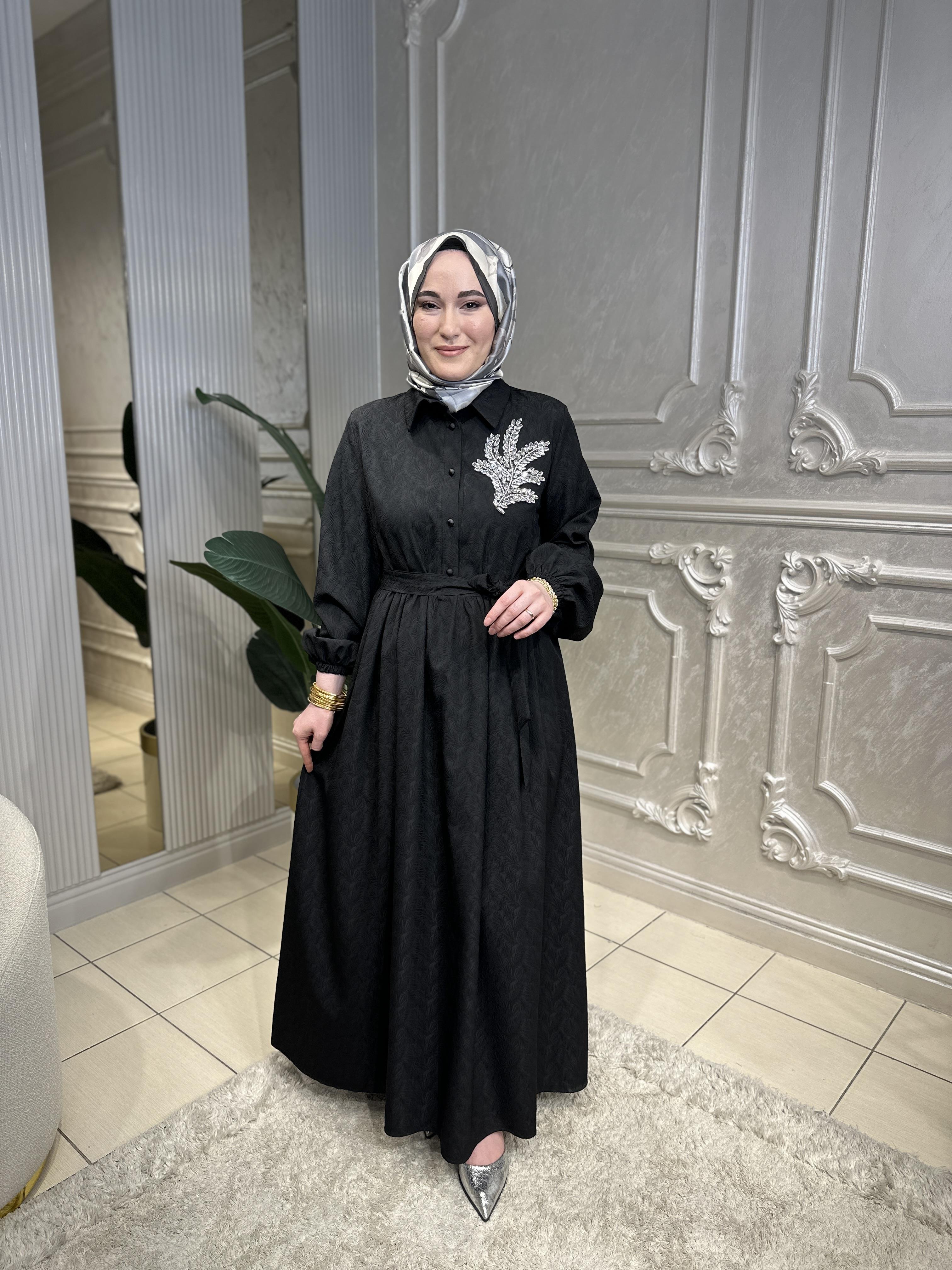 5050 Taşlı Jakar Elbise