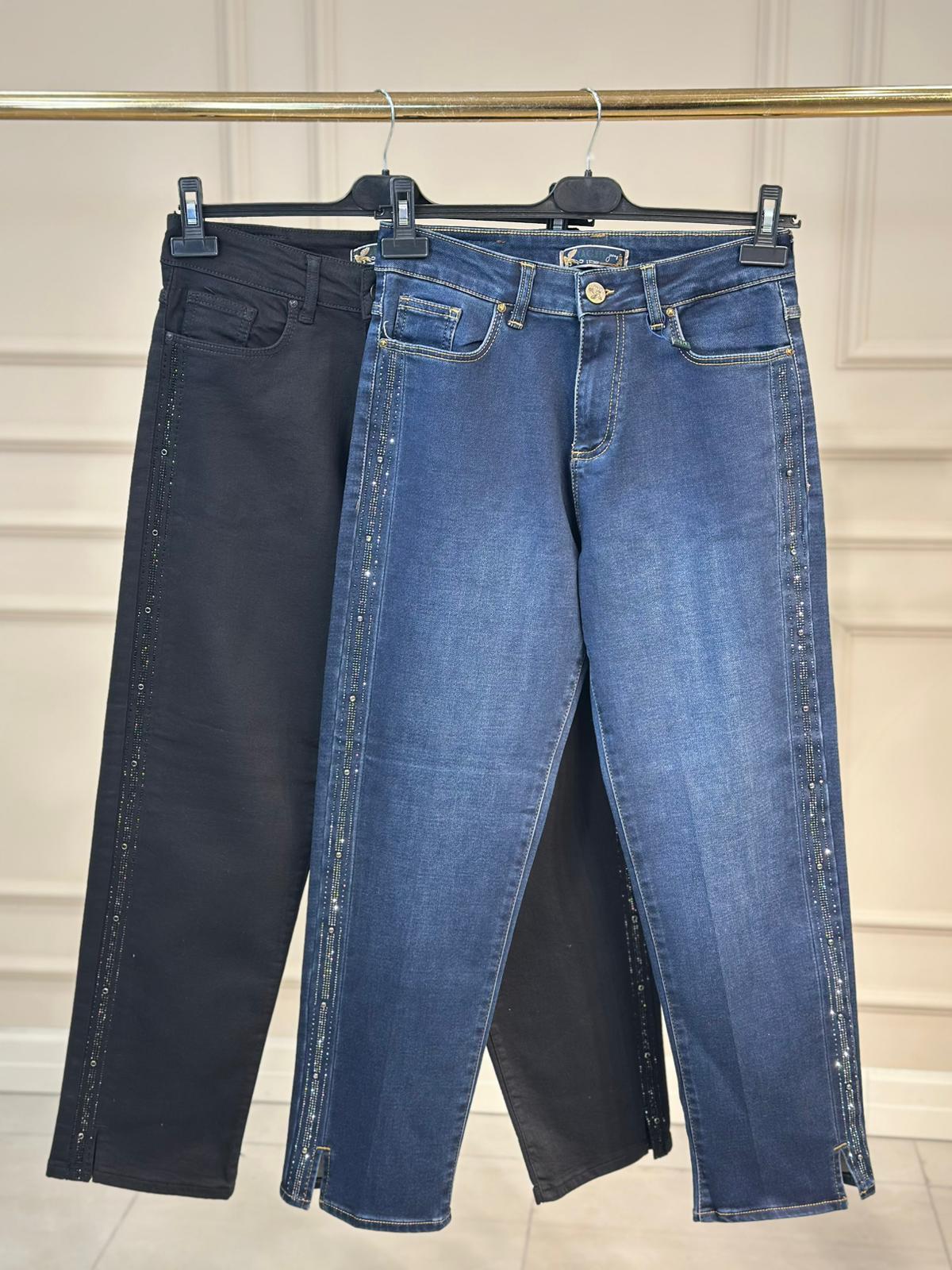 6032 Yan Şerit Taş Drop Mom Jean