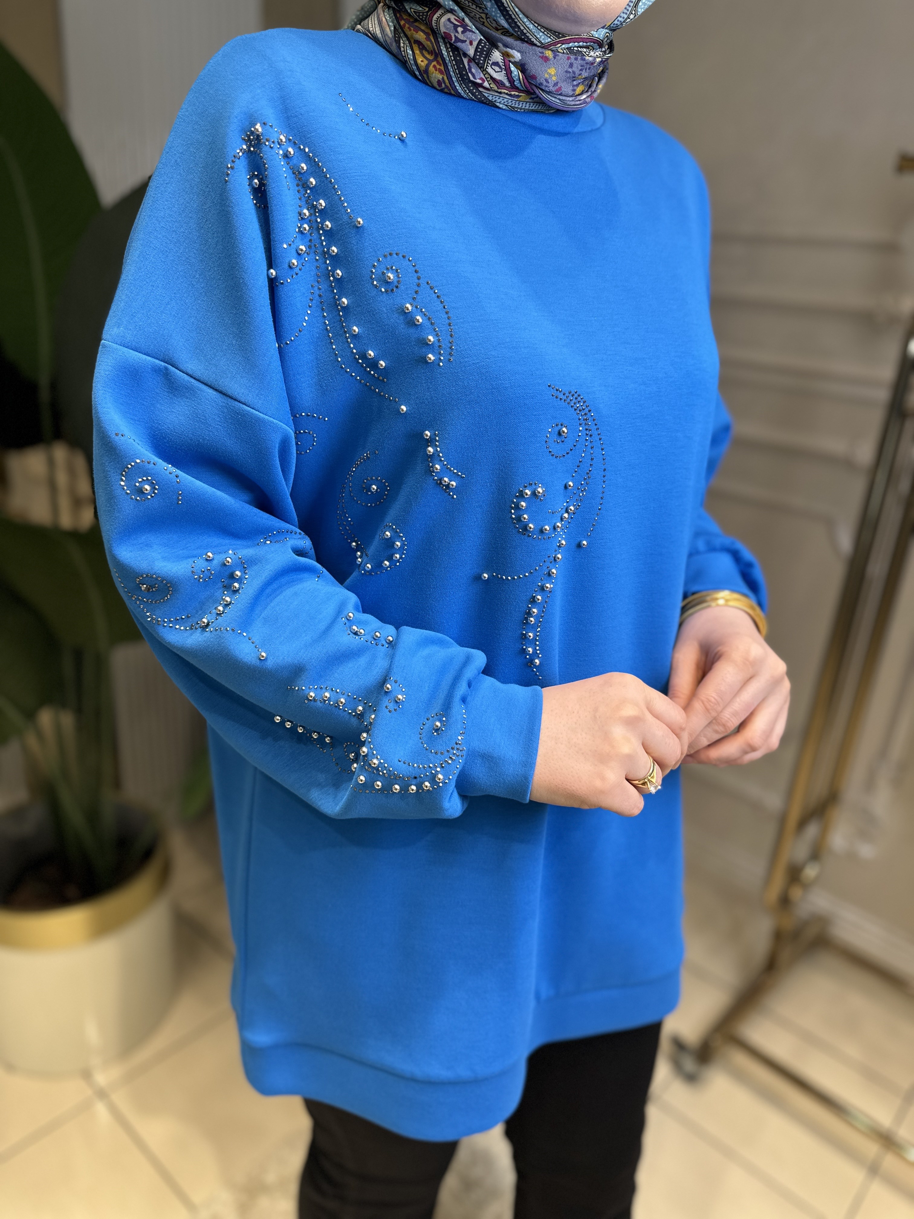 Ak1375 Taşlı Örme Tunik