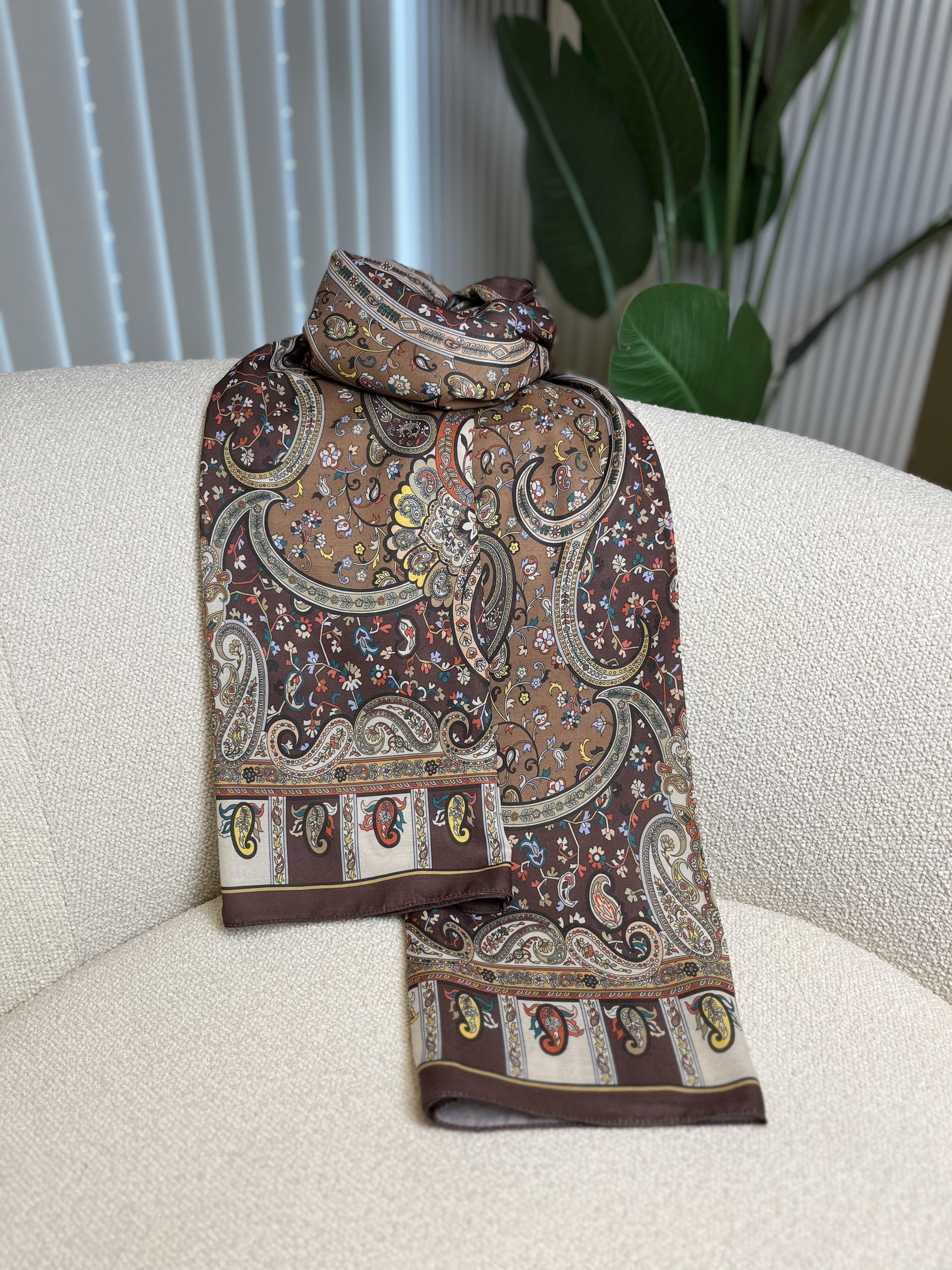 İpekseli Etnik Desen Premium Şal