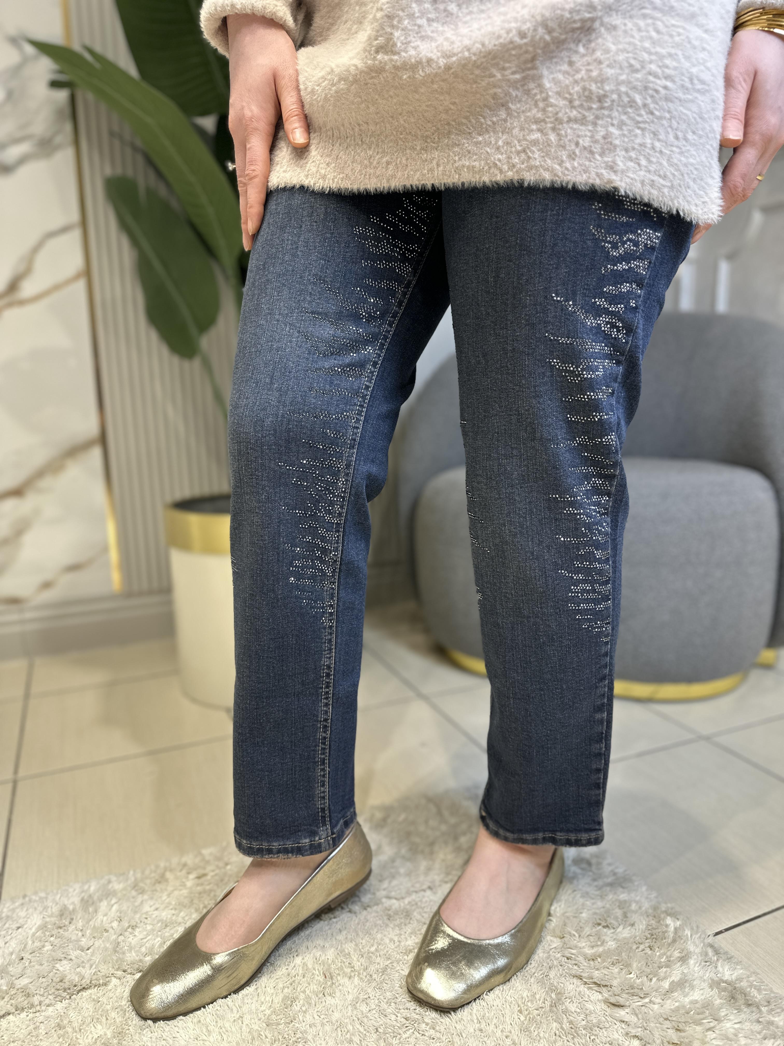 0291 Zebra Taşlı Mom Jean