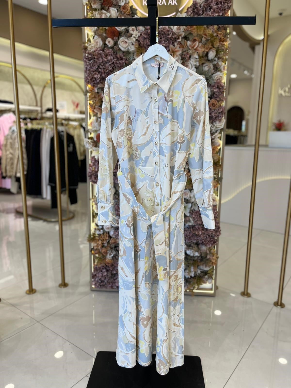 13294 Desenli Poplin Elbise