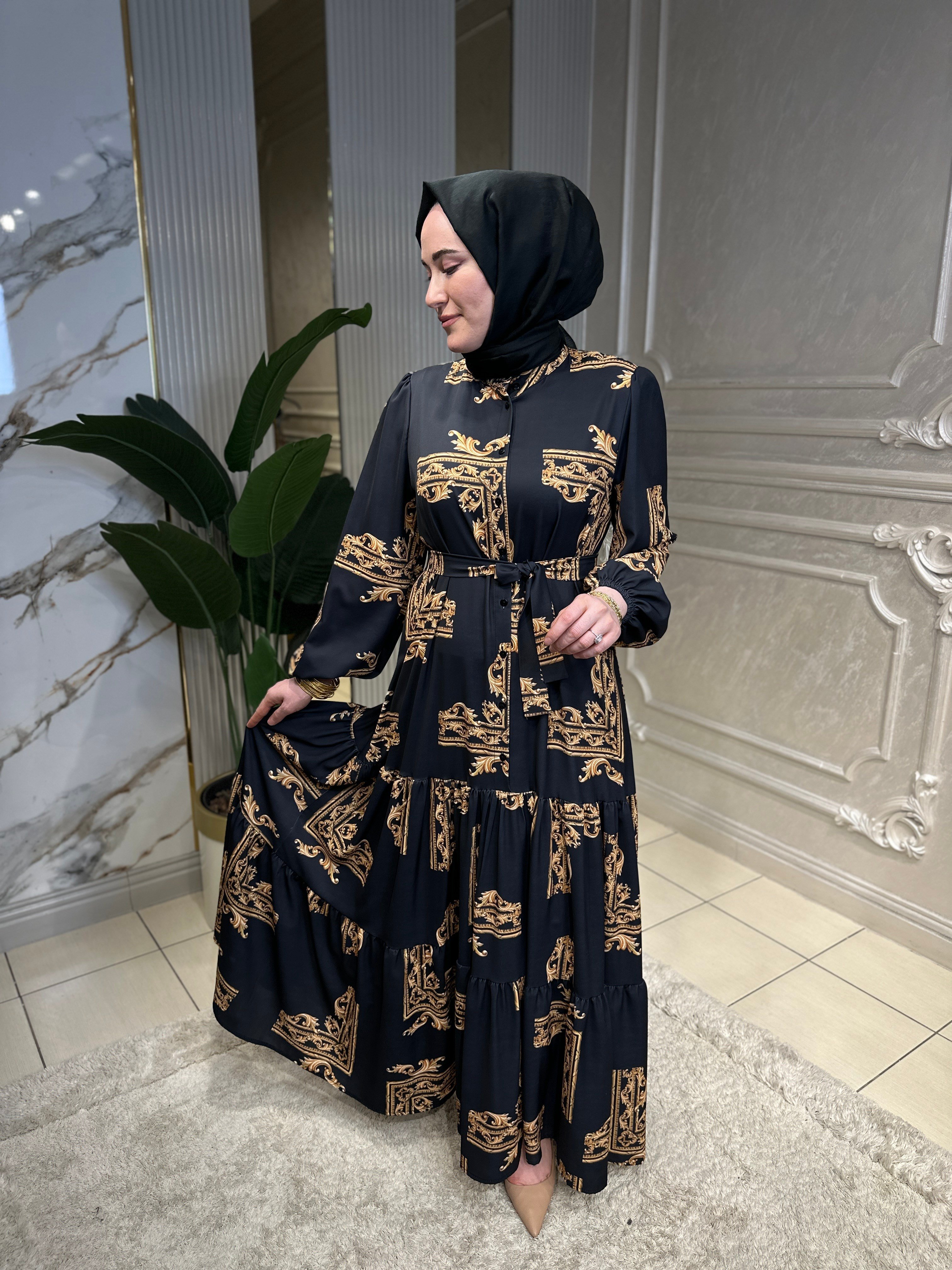 1408 Golden Yaz Elbise