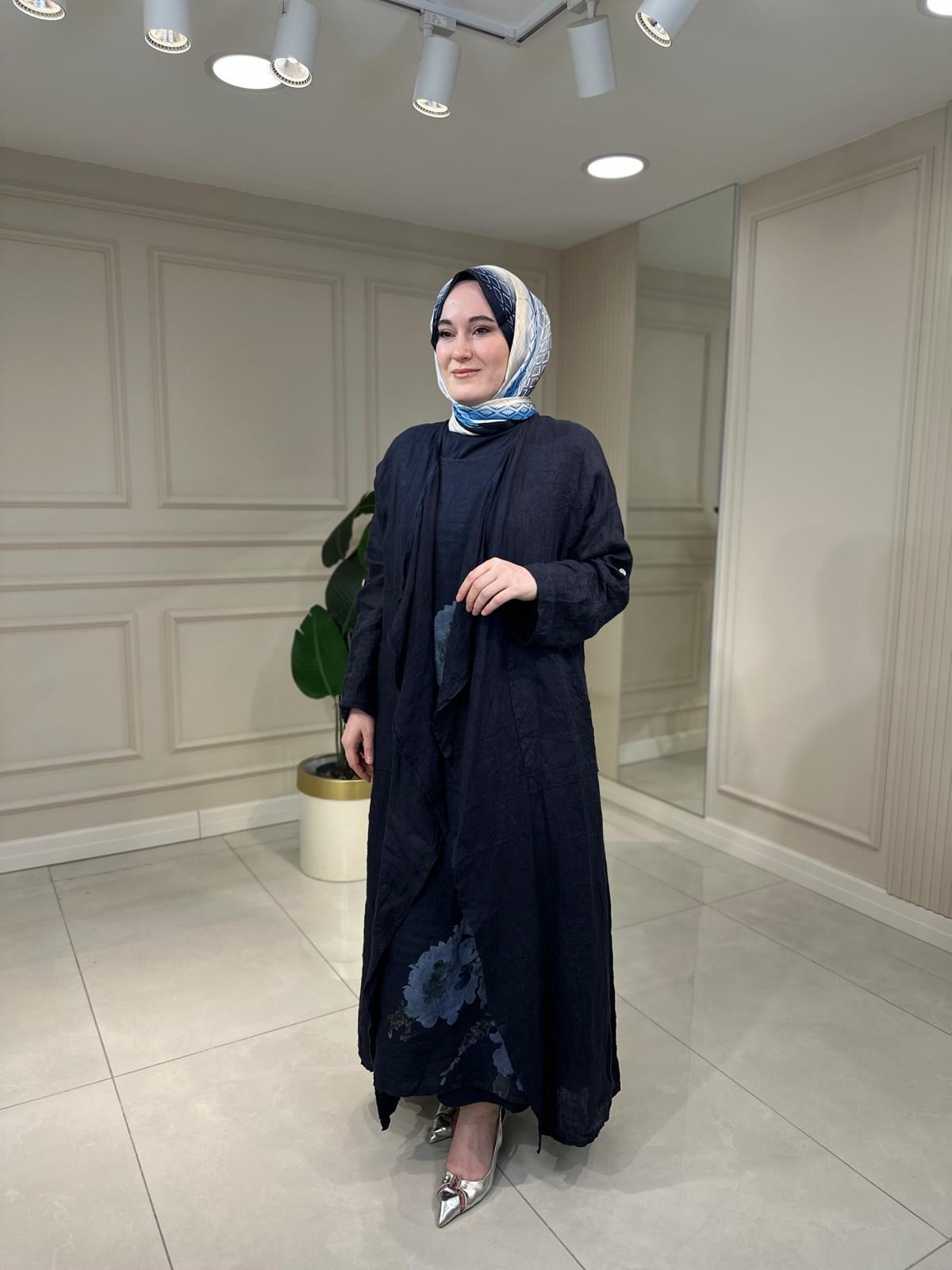 26005 Ham Keten Elbise Takım