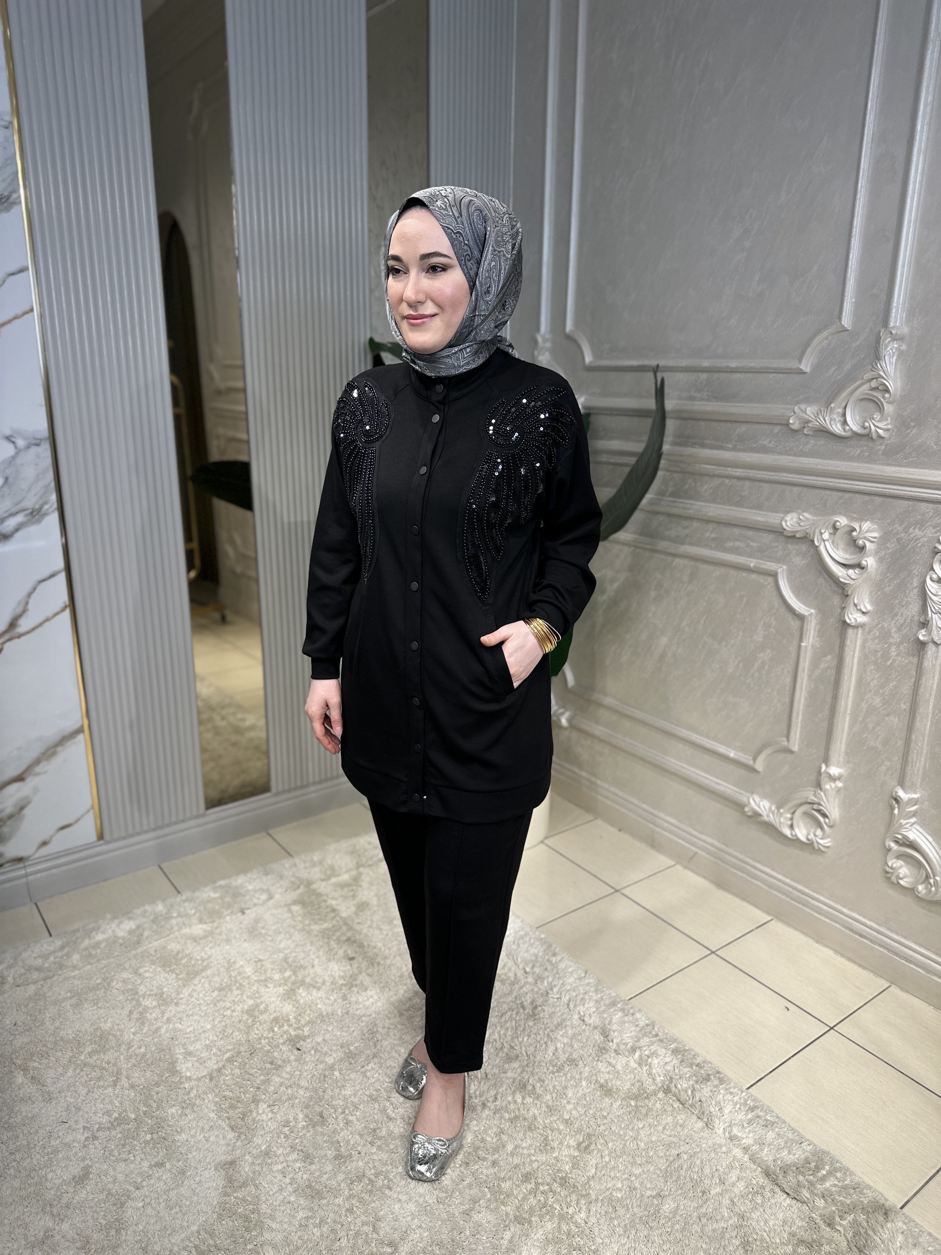 3033 Nakış İşlemeli Pantolon Takım