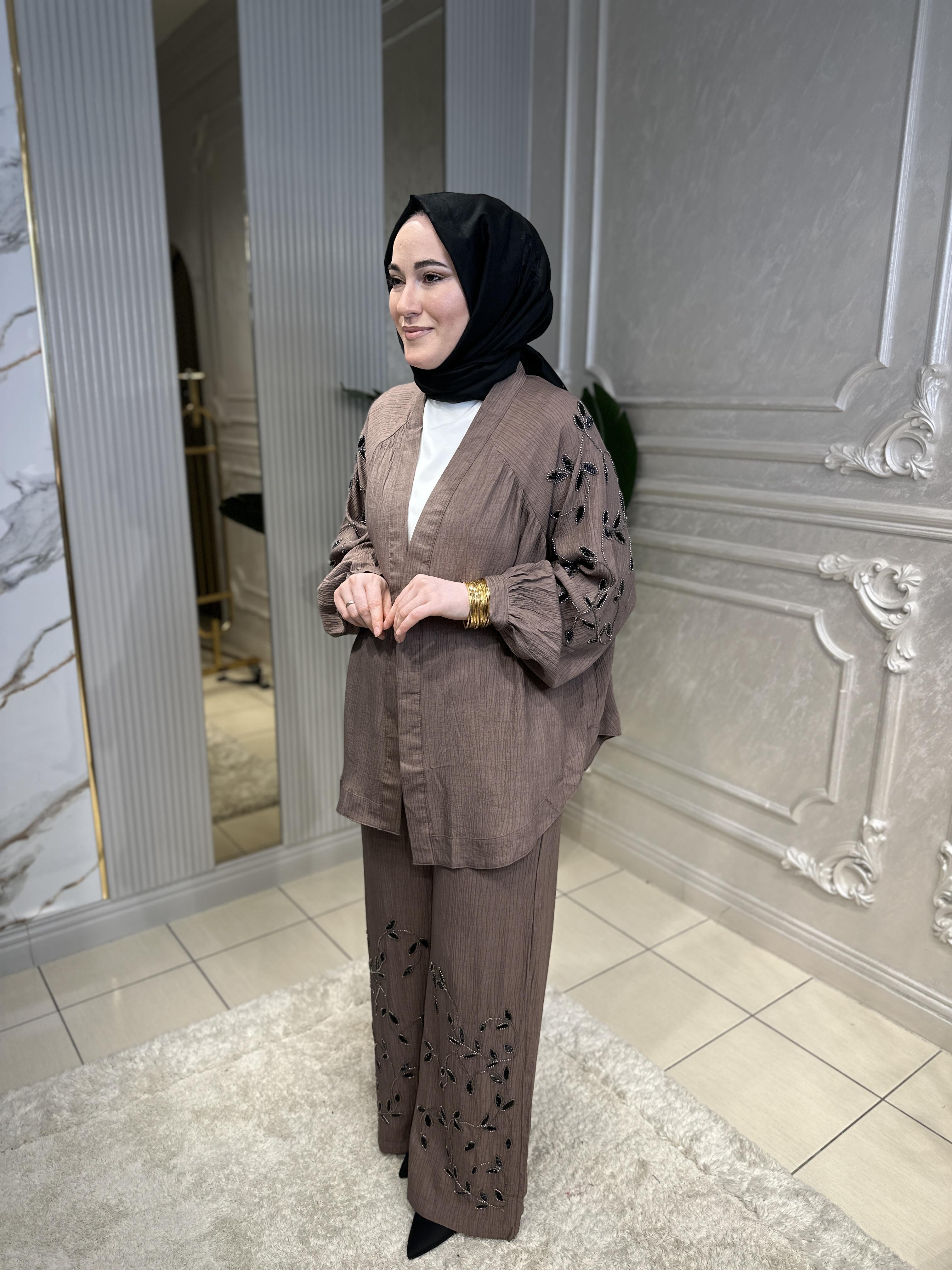 34394 Taş İşlemeli Kimono Ceket