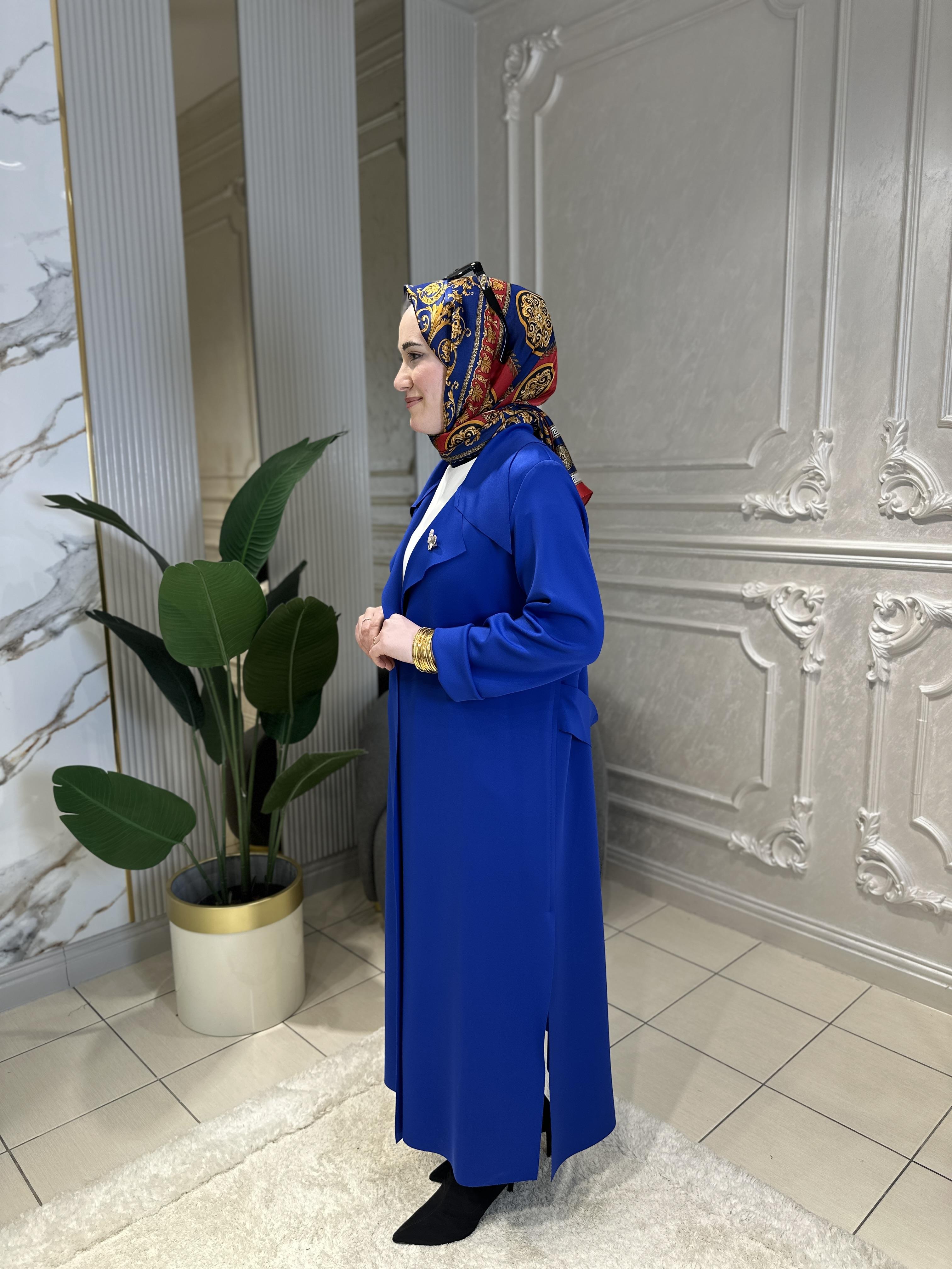 4128 Kruvaze Yaka Kuşaklı Giyçık