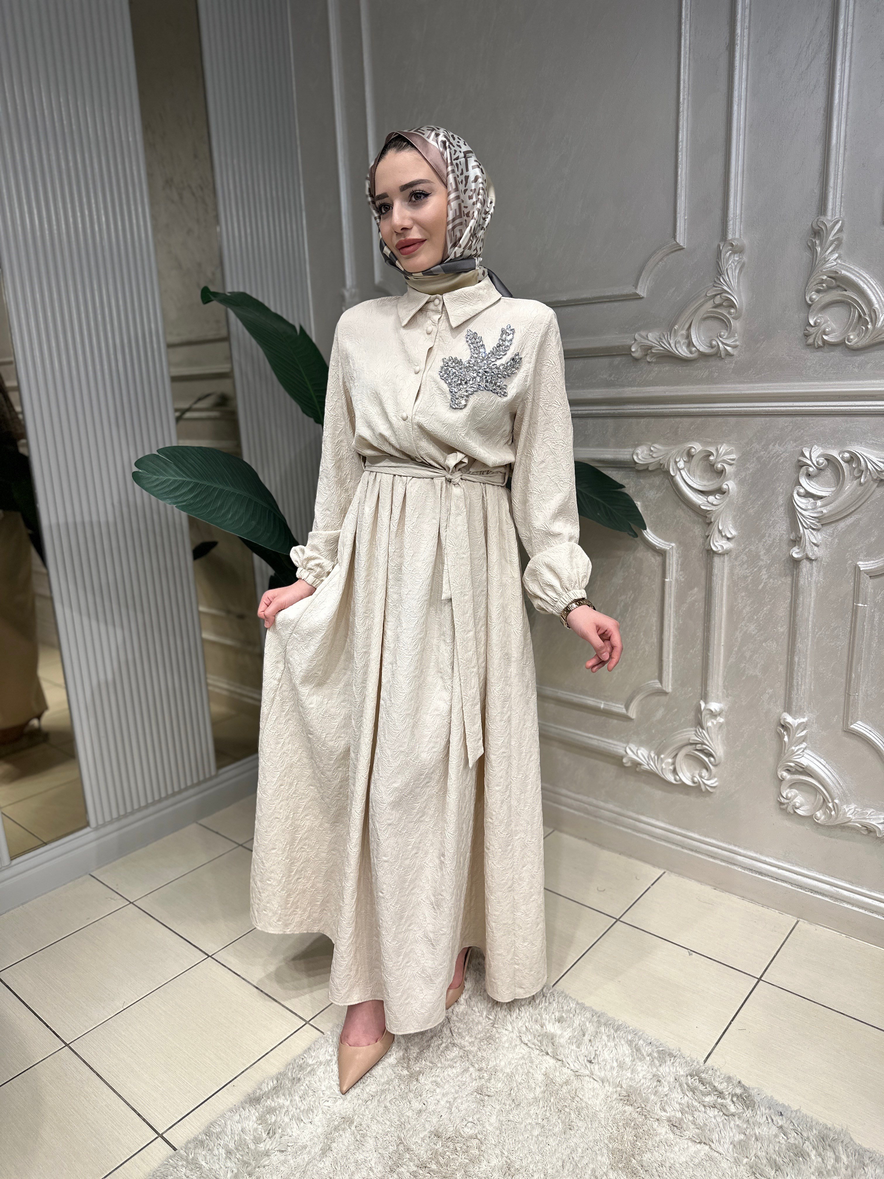 5050 Taşlı Jakar Elbise
