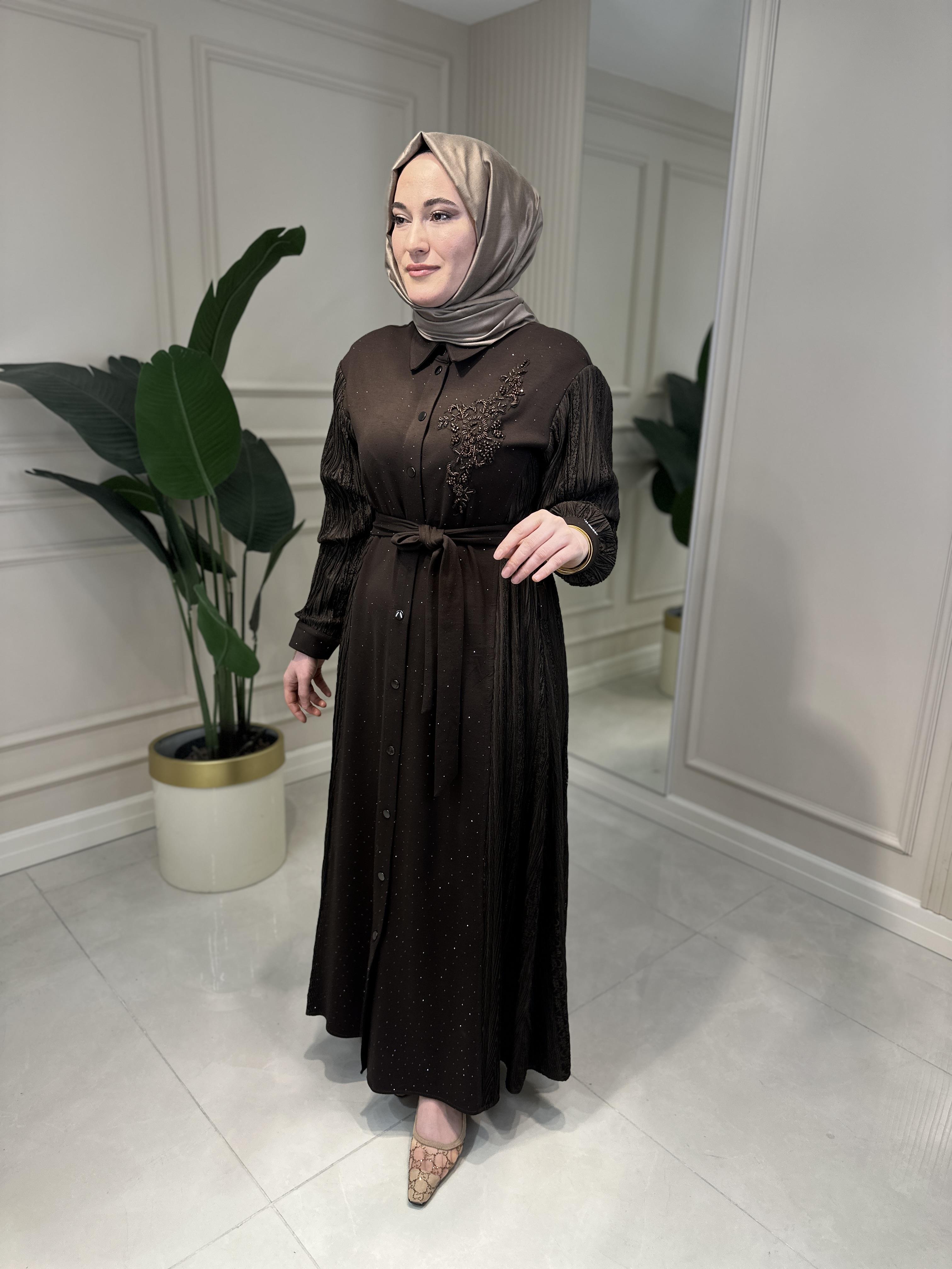 5303 Dantelli Taşlı Oysho Elbise