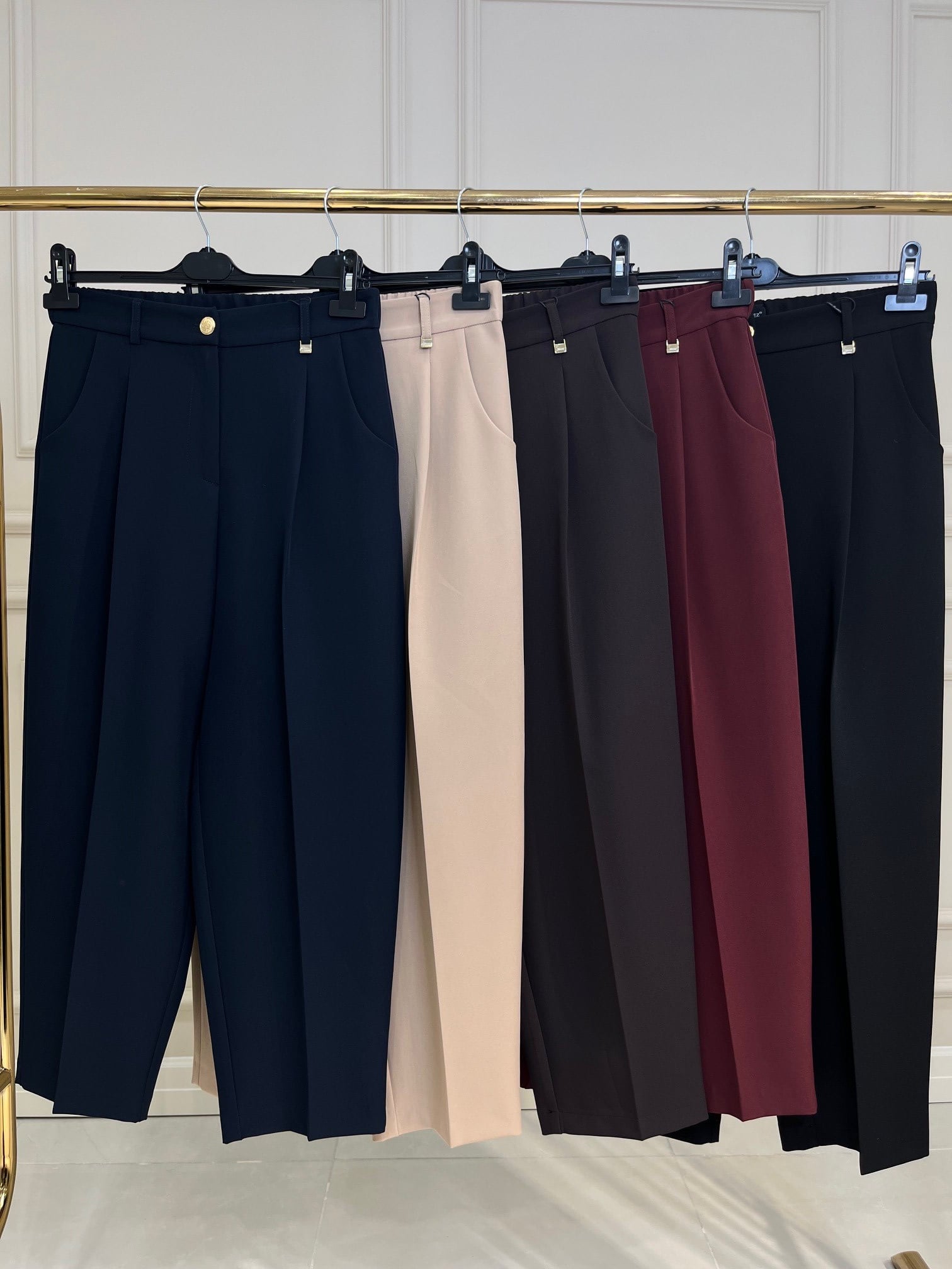 5567 Roma Arkası Lastikli Pileli Pantolon