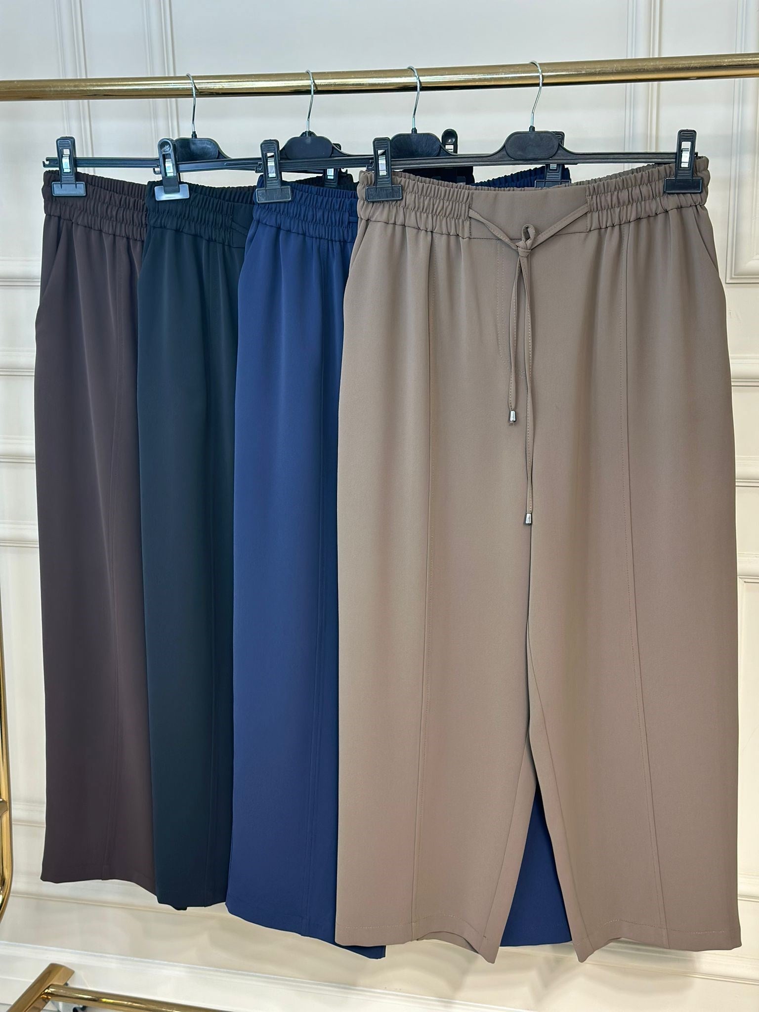 5618 Elegance Beli Lastikli Dar Paça Pantolon