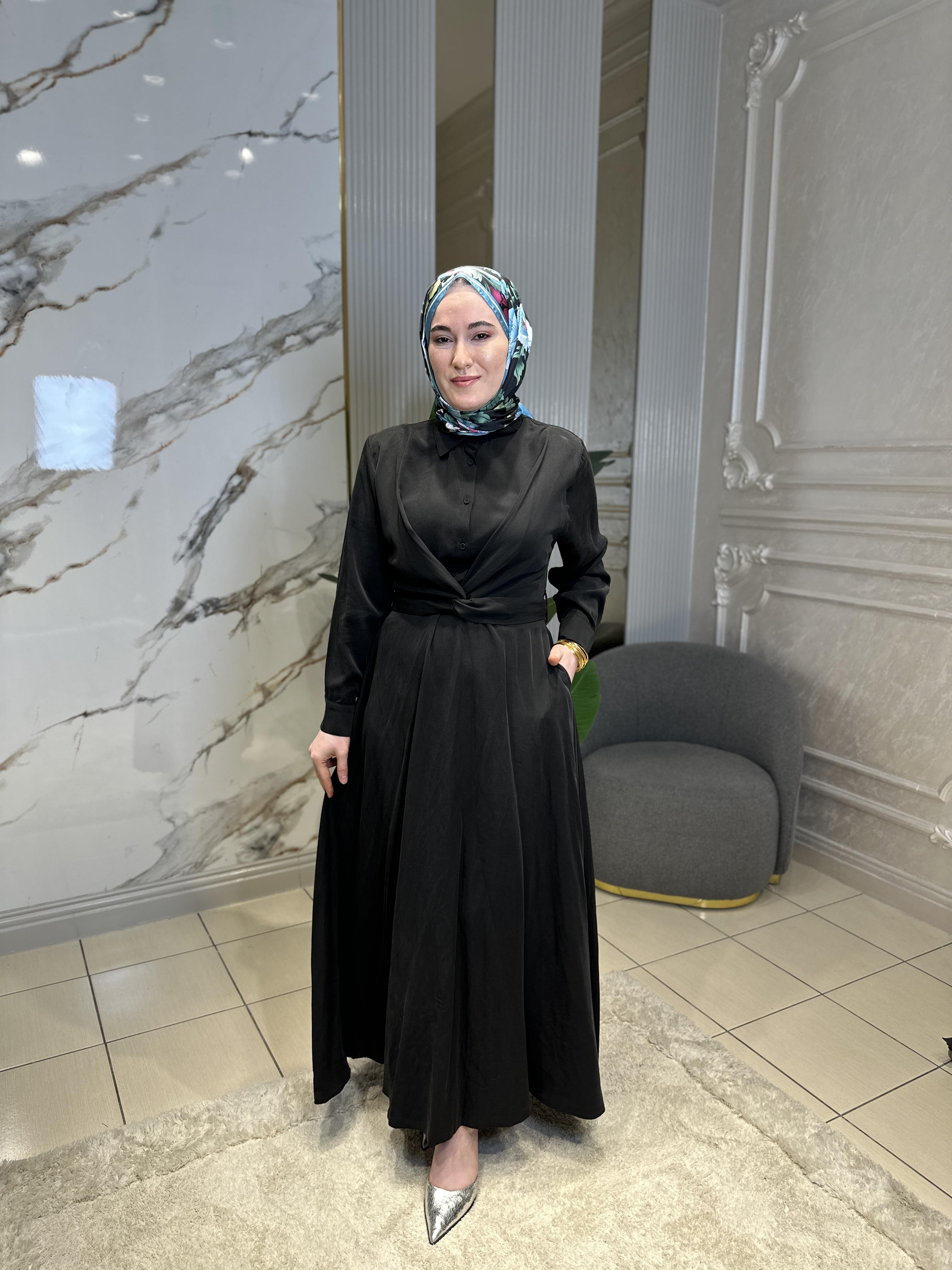 5714 Bağlamalı Tencel Elbise