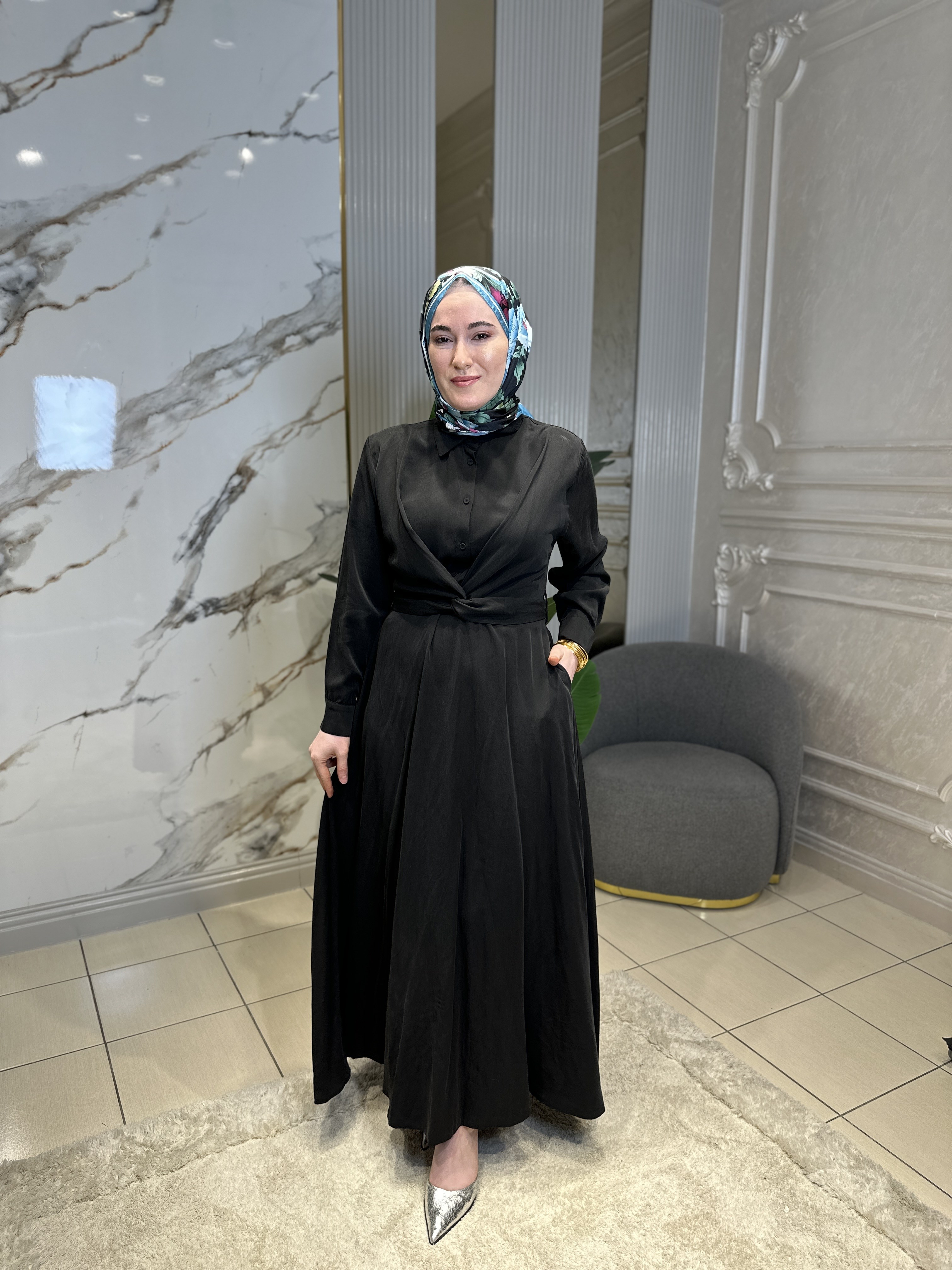 5714 Bağlamalı Tencel Elbise