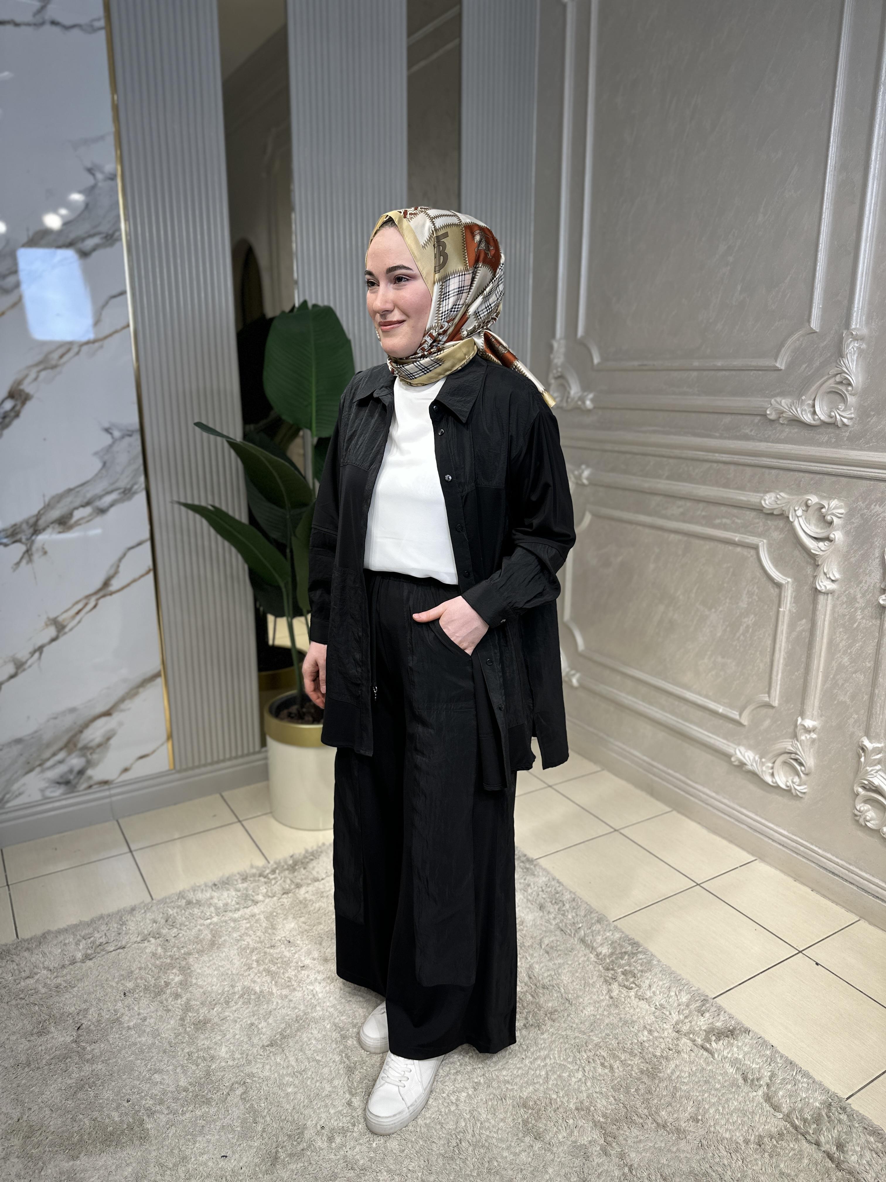 5977 Dubai Garnili Bambu Gömlekli Takım