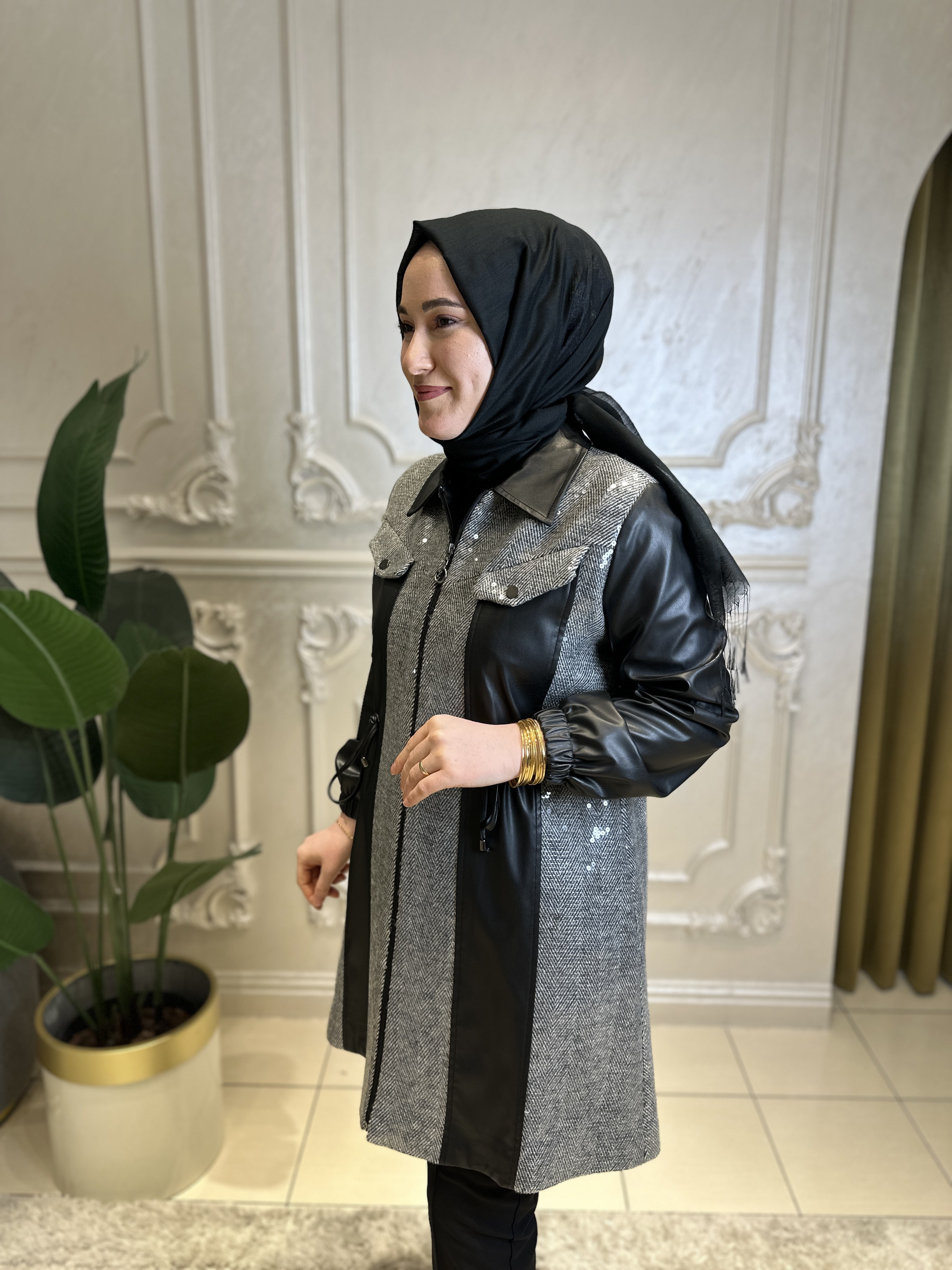 6044 Balık Sırtı Pul Payet Kaban