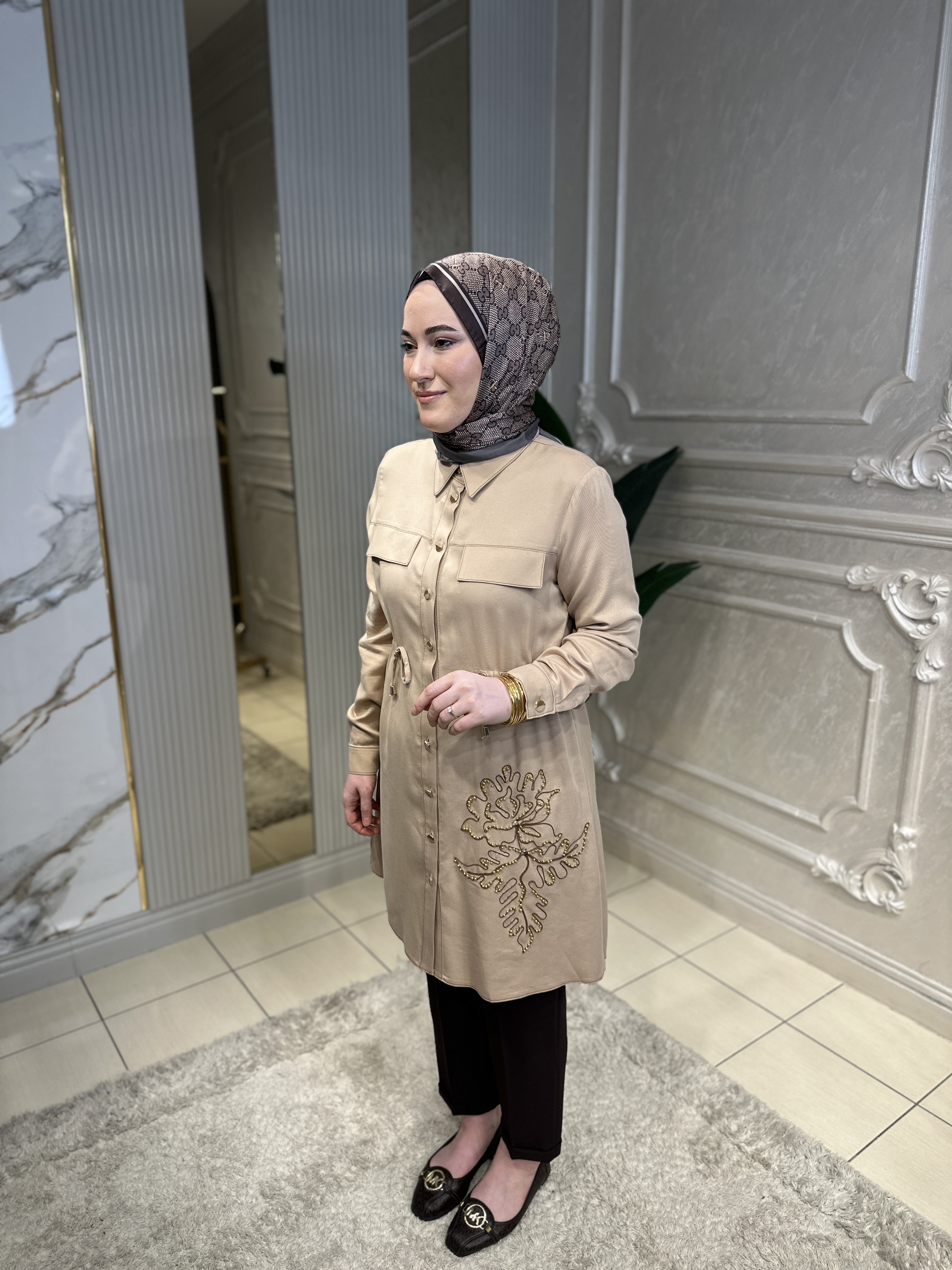 6213 Lase İşlemeli Tencel Kap