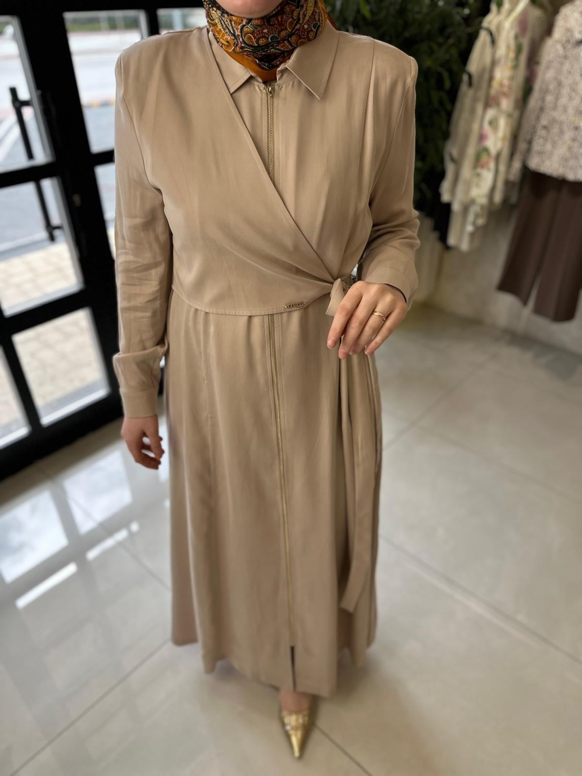 6418 Belden Bağlamalı Elbise