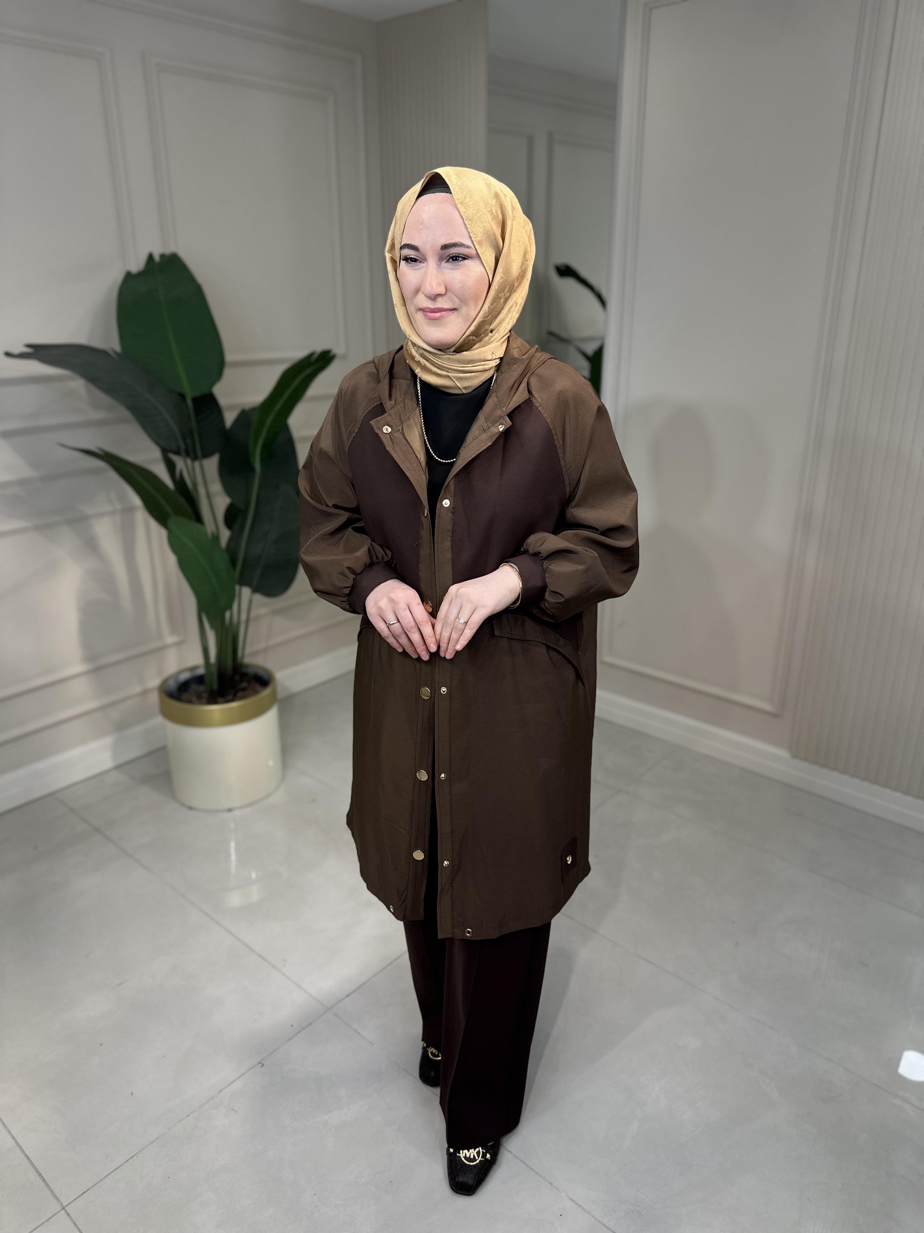 6856 Önü Çıtçıtlı Kapüşonlu Çelik Garnili Dubai Kap