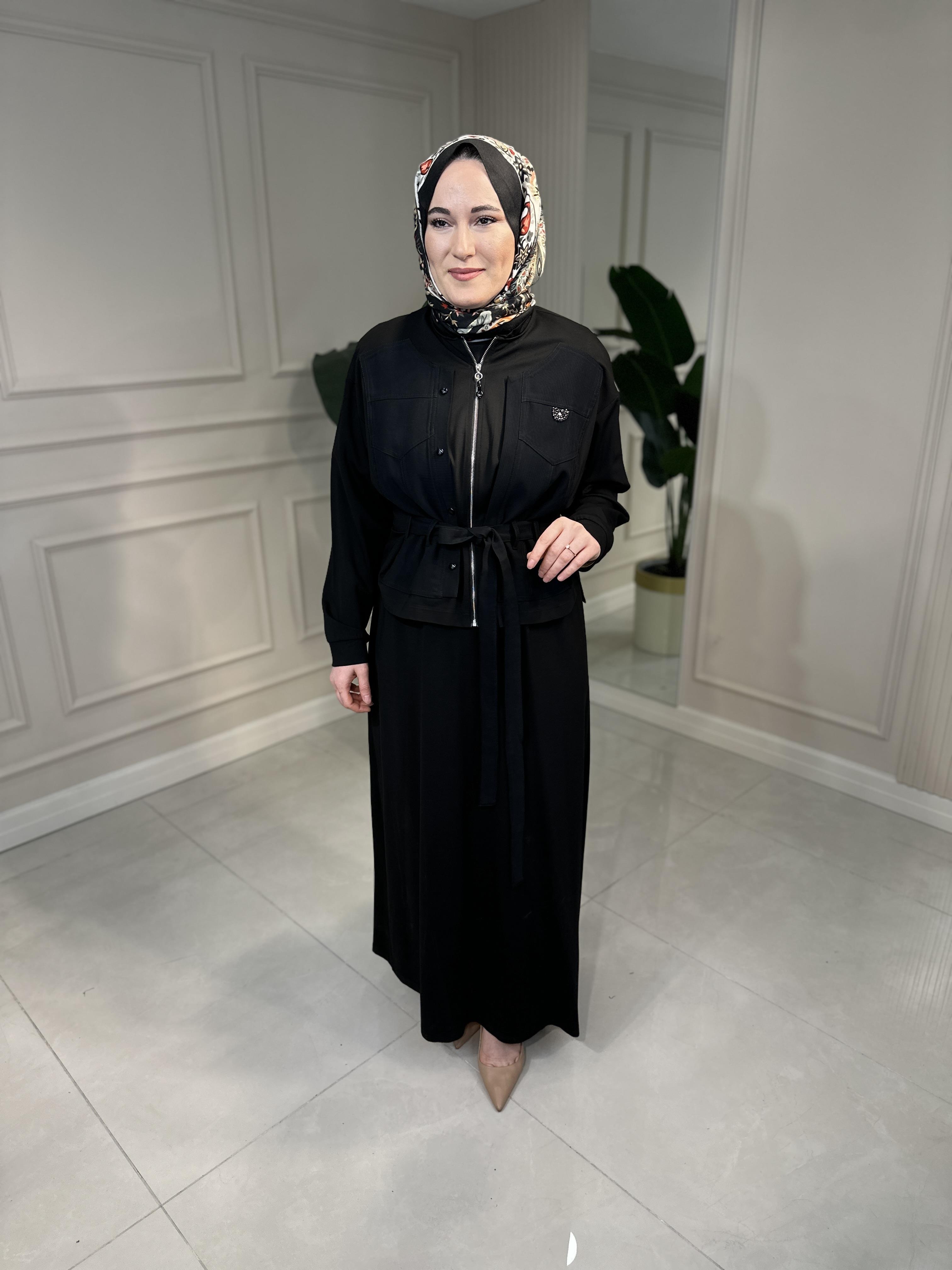 6942 İç Elbisesi Bambu Ön İki Pat Taş Detaylı Takım